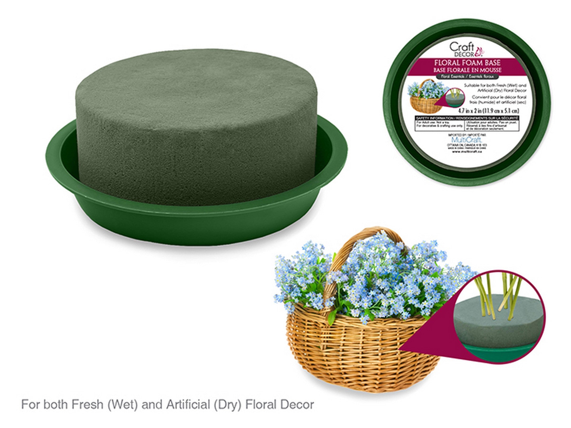 Craft Décor Cylinder Floral Foam Base 4.7x2in
