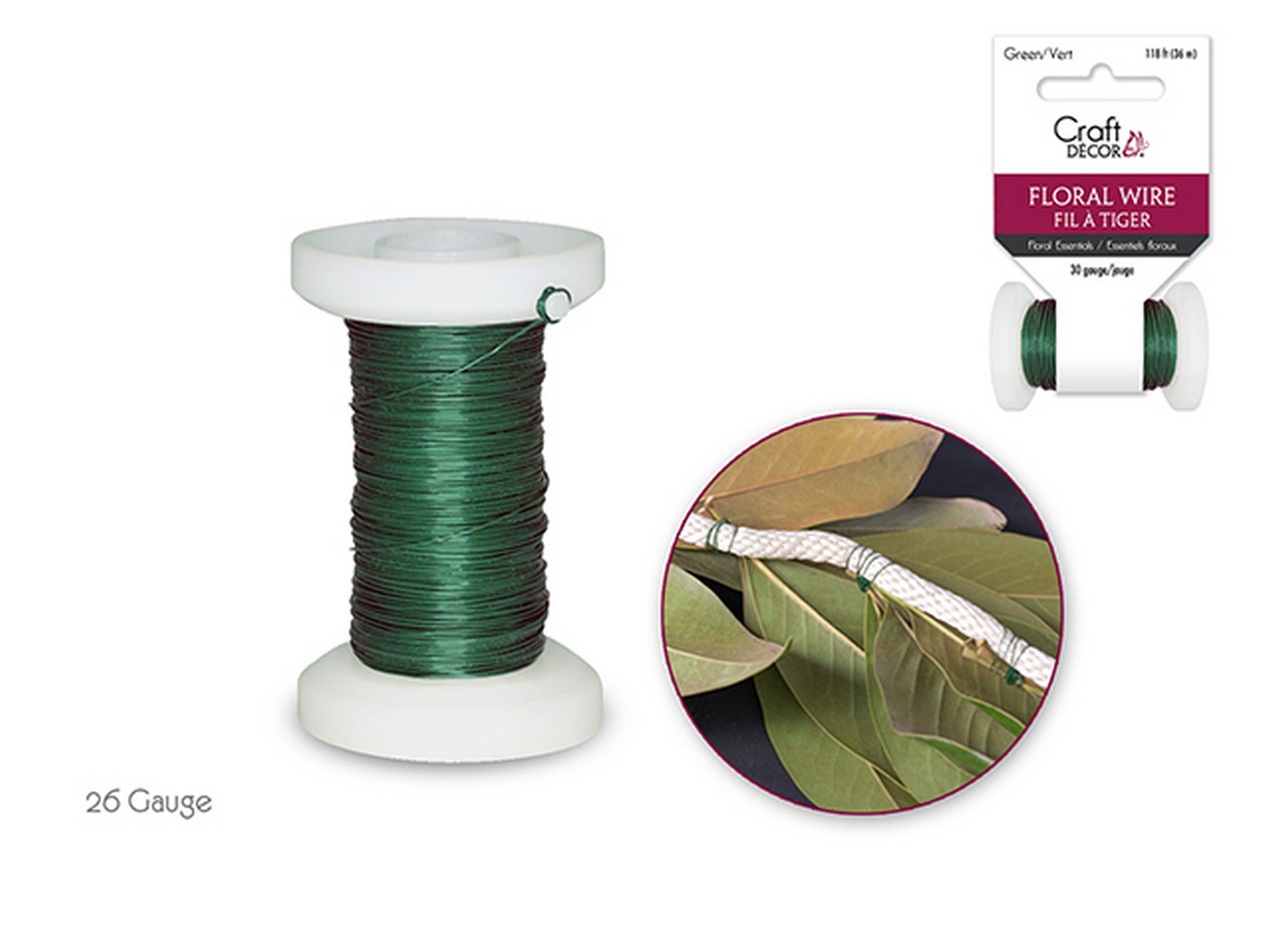 Craft Décor Green Floral Wire 26 Gauge 65.6ft (20m)
