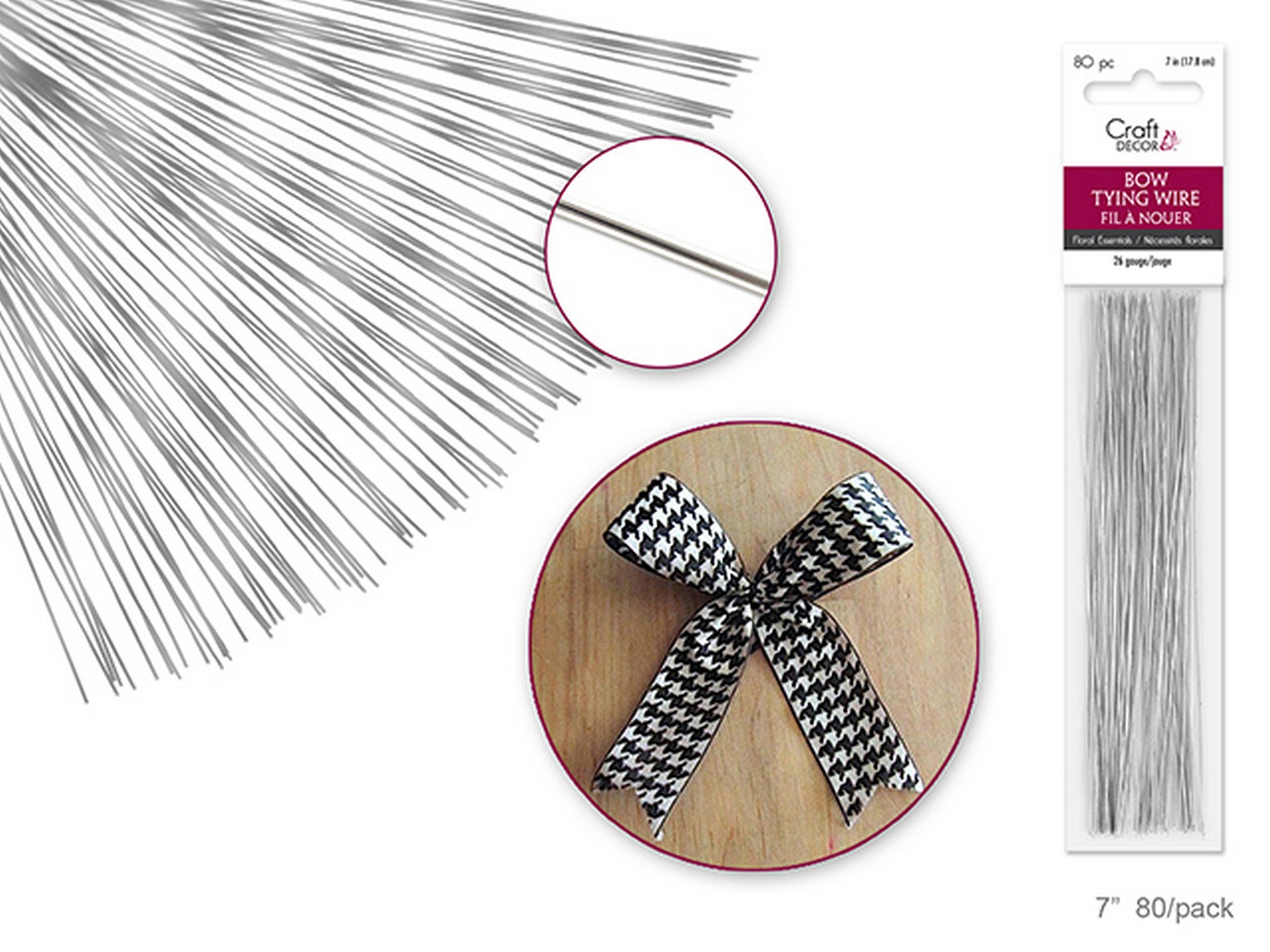 Craft Décor 80 Bow Tying Wires Silver 26 Gauge 7in