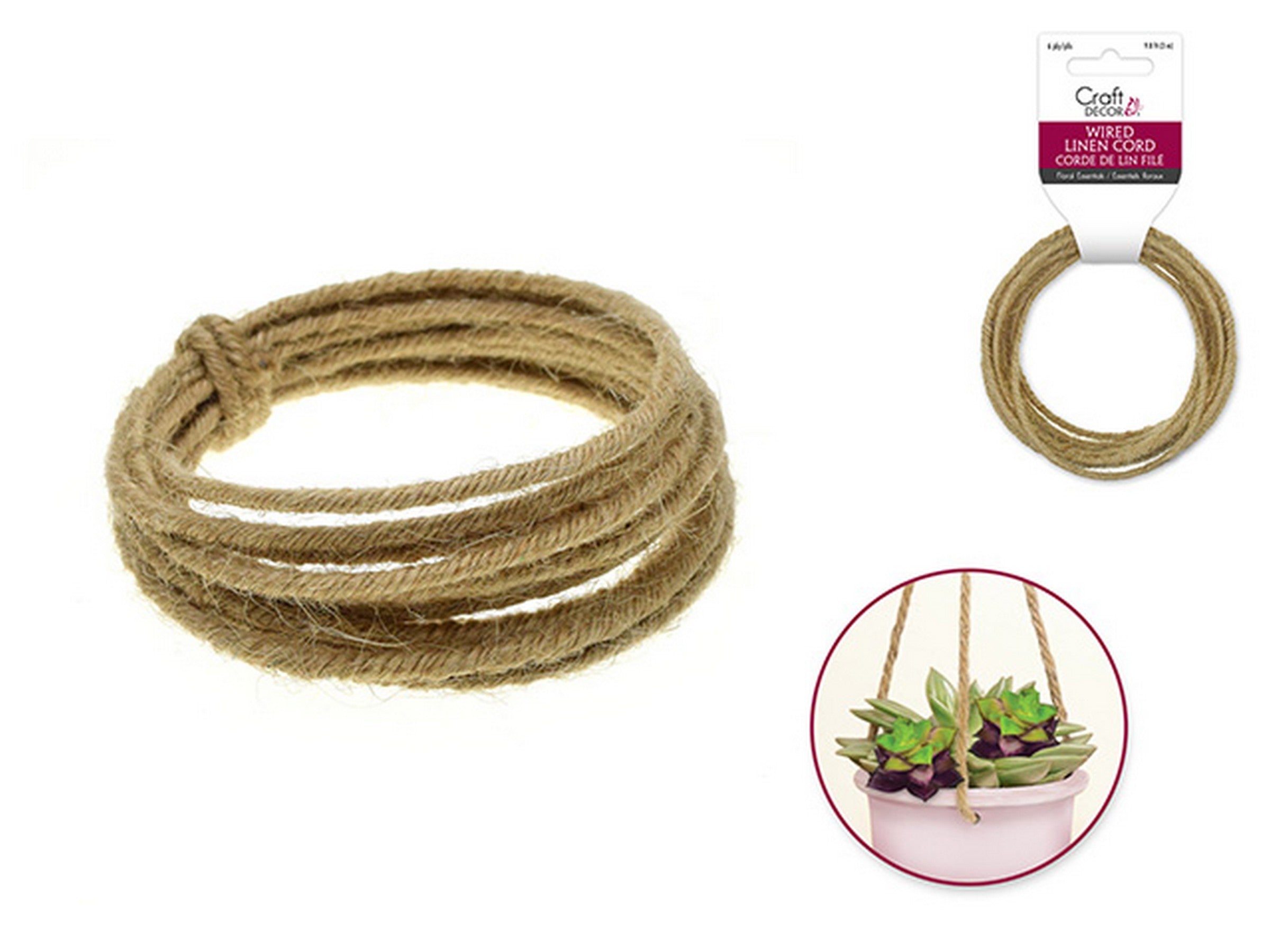 Craft Décor Wired Linen Cord Natural 6 Ply 117.6in