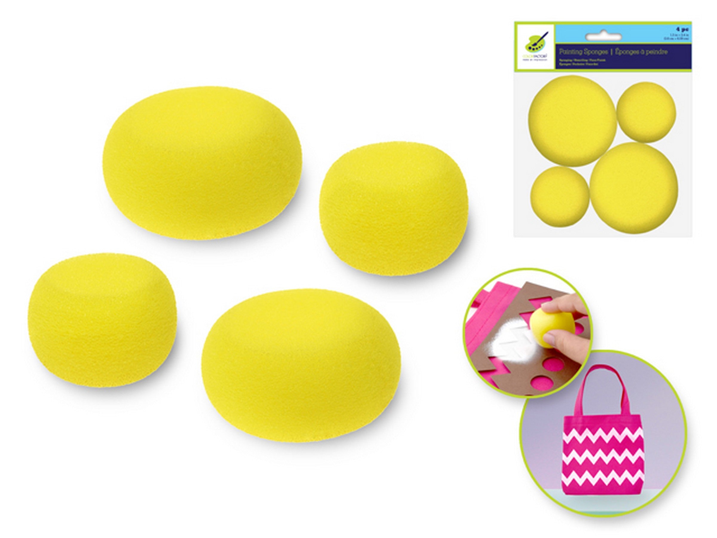 Color Factory 4 Yellow Painting Sponges 1.5in - 2.5in