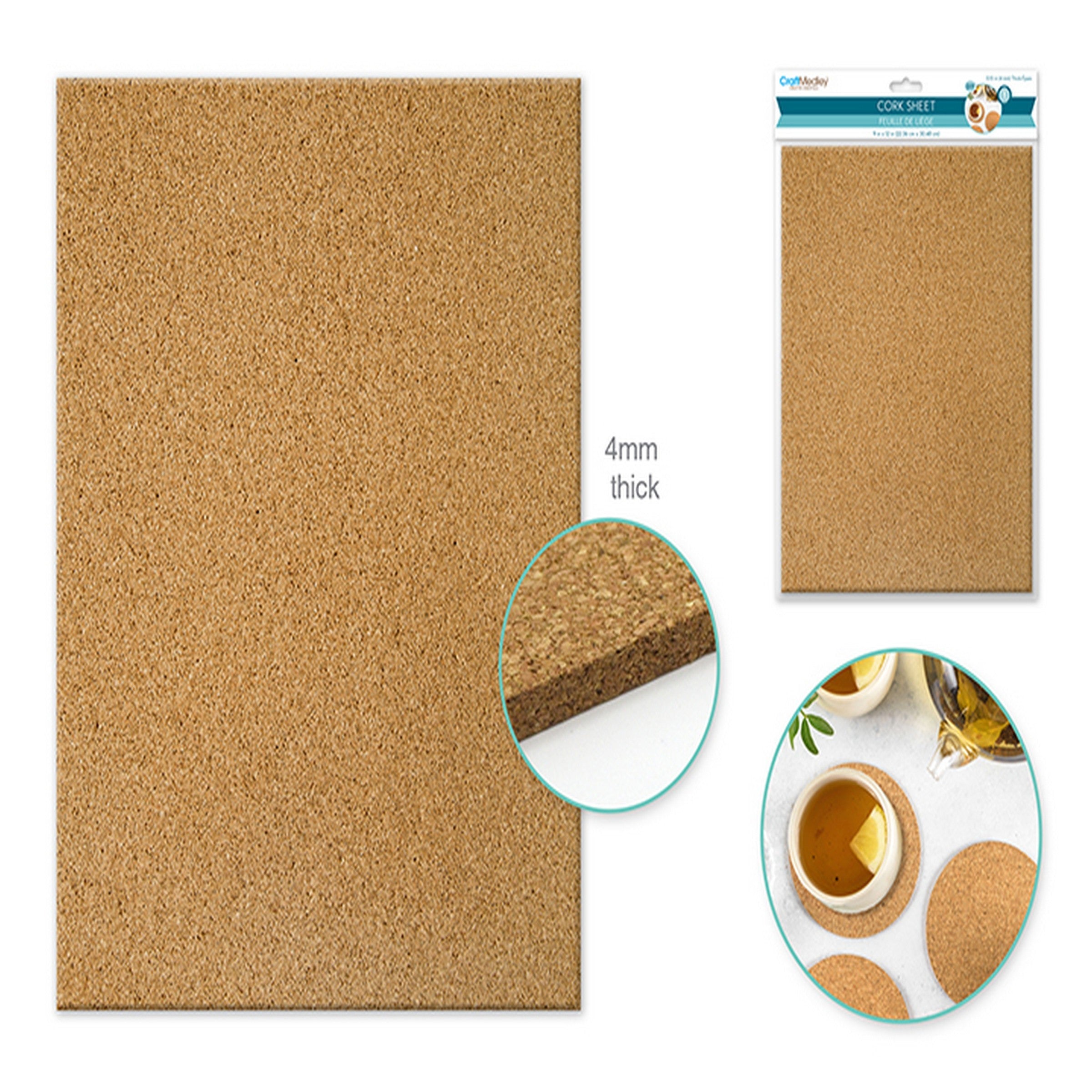 Craft Medley Cork Sheet 4mm Thick 9x12in
