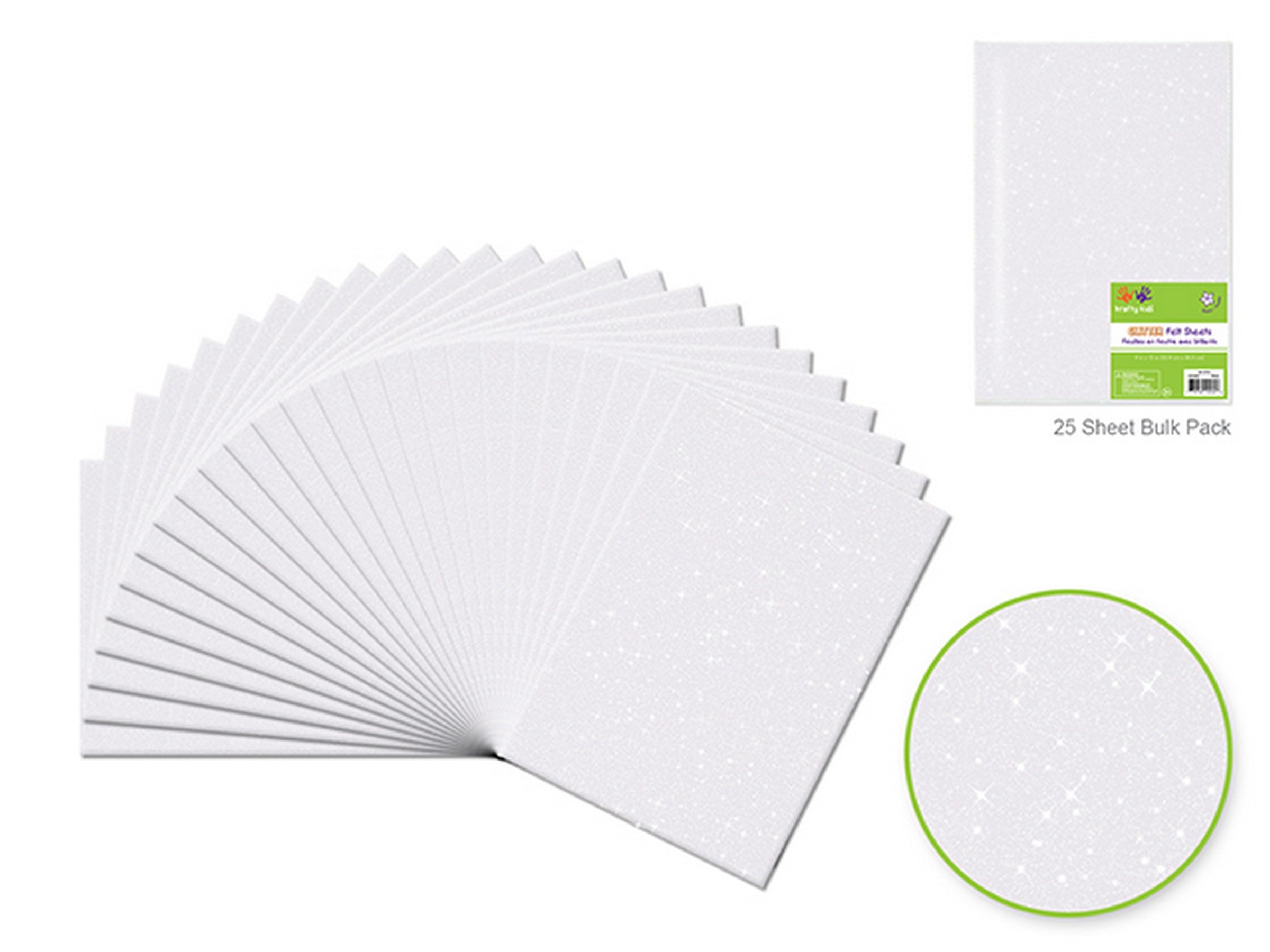 Krafty Kids Glitter Felt Square White 9x12in