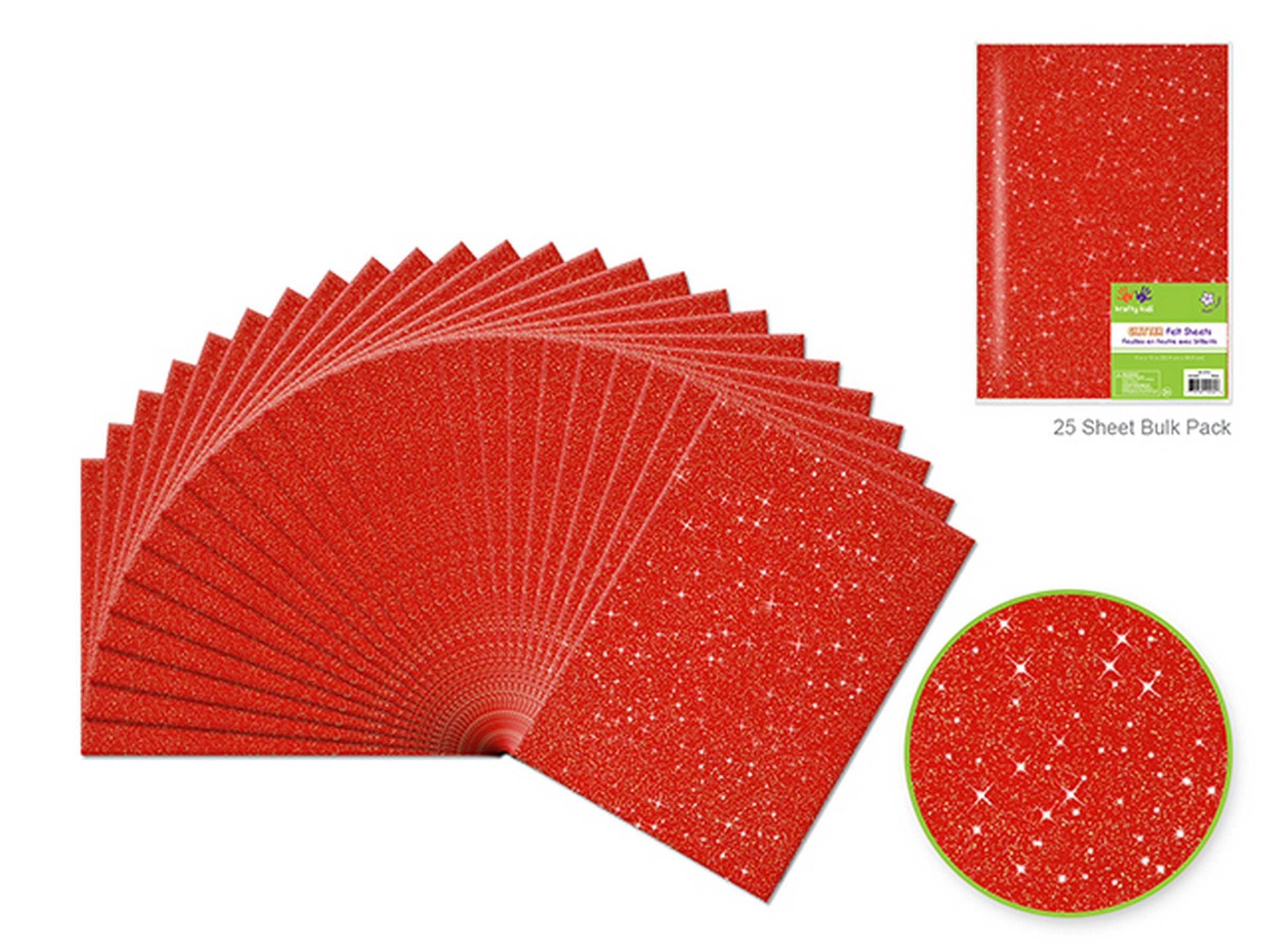 Krafty Kids Glitter Felt Square Red 9x12in