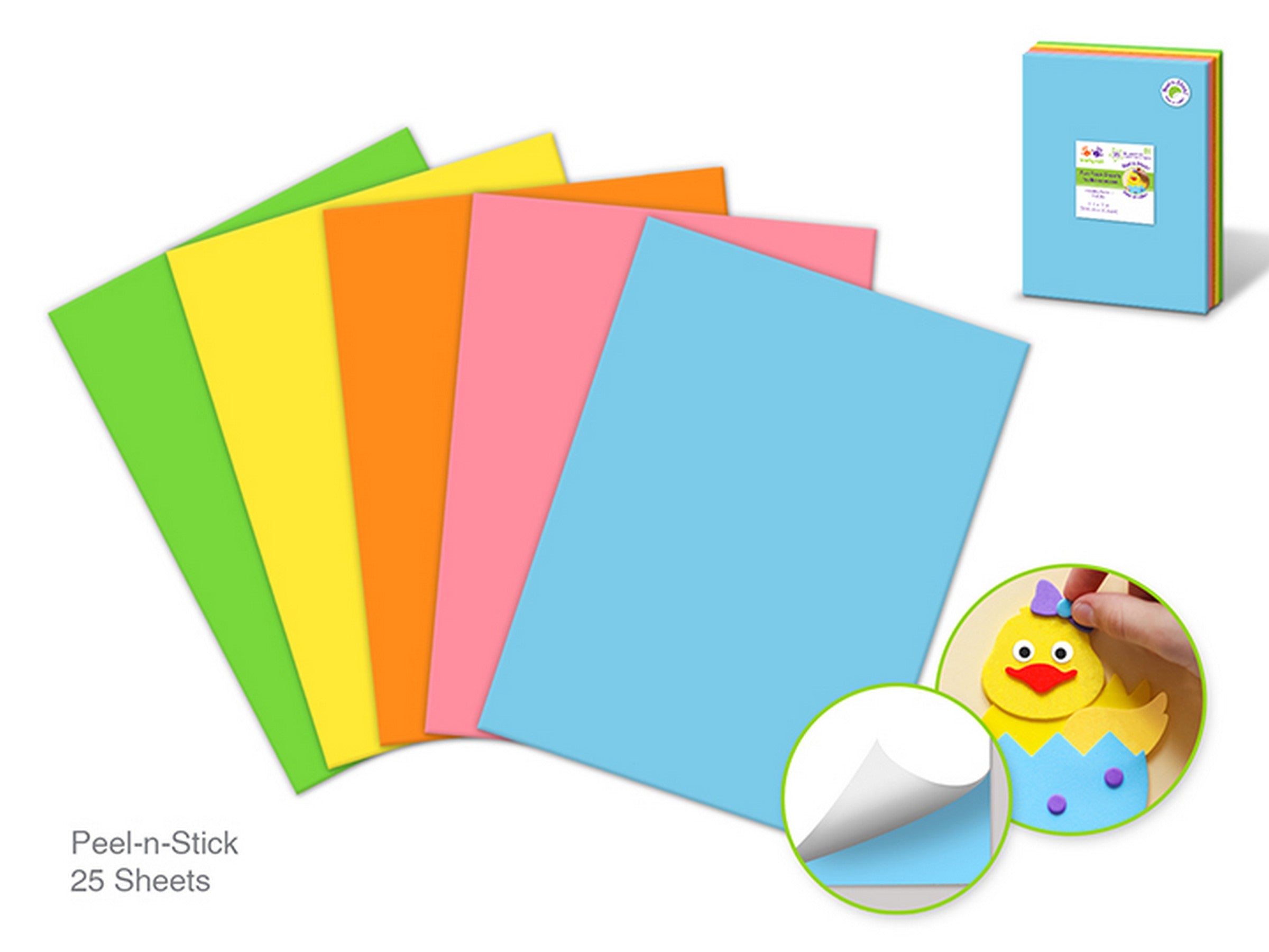 Krafty Kids Peel-n-stick Fun Foam Sheet - Pastel 9x12in  VRT  Each sheet sold separately 