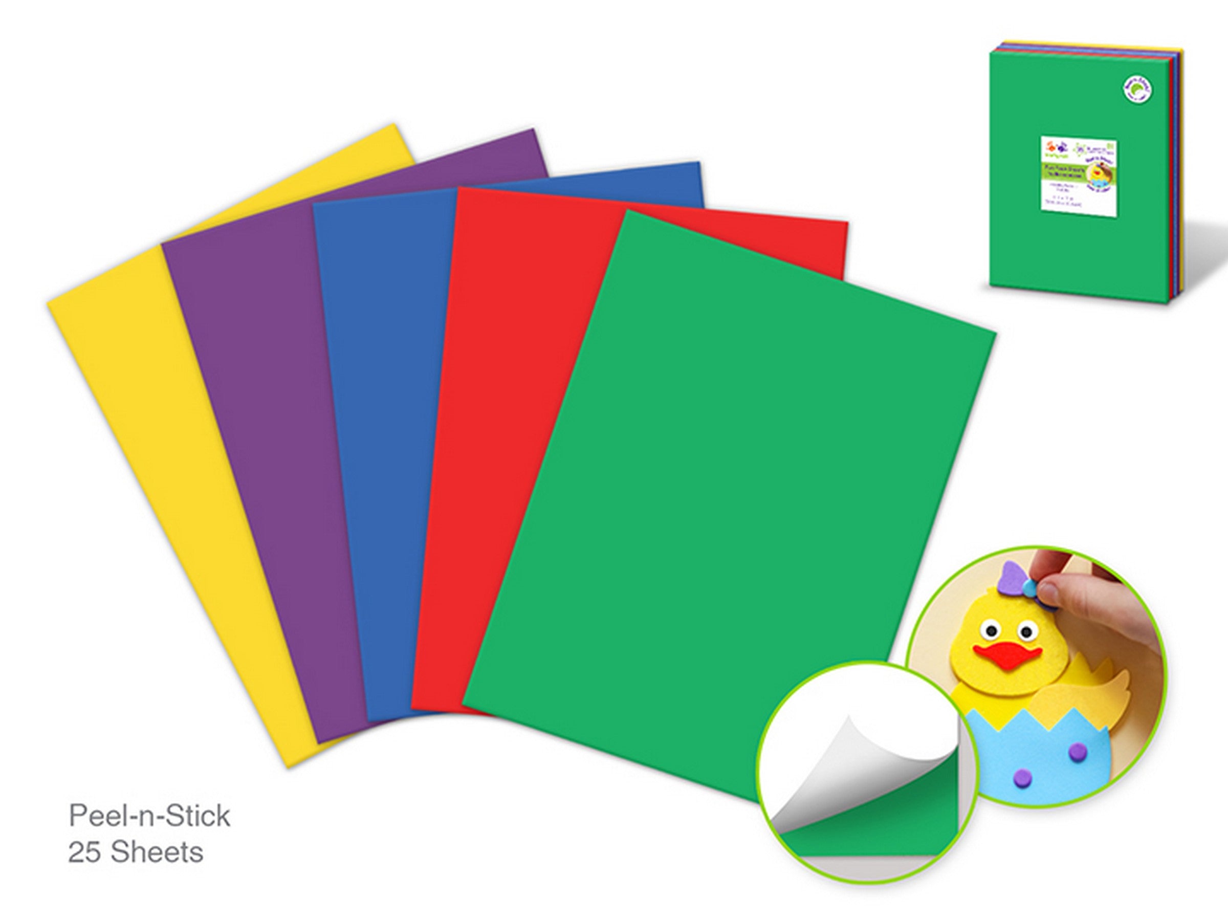 Krafty Kids Peel-n-stick Fun Foam Sheet - Primary Blend 9x12in VRT  Each sheet sold separately 