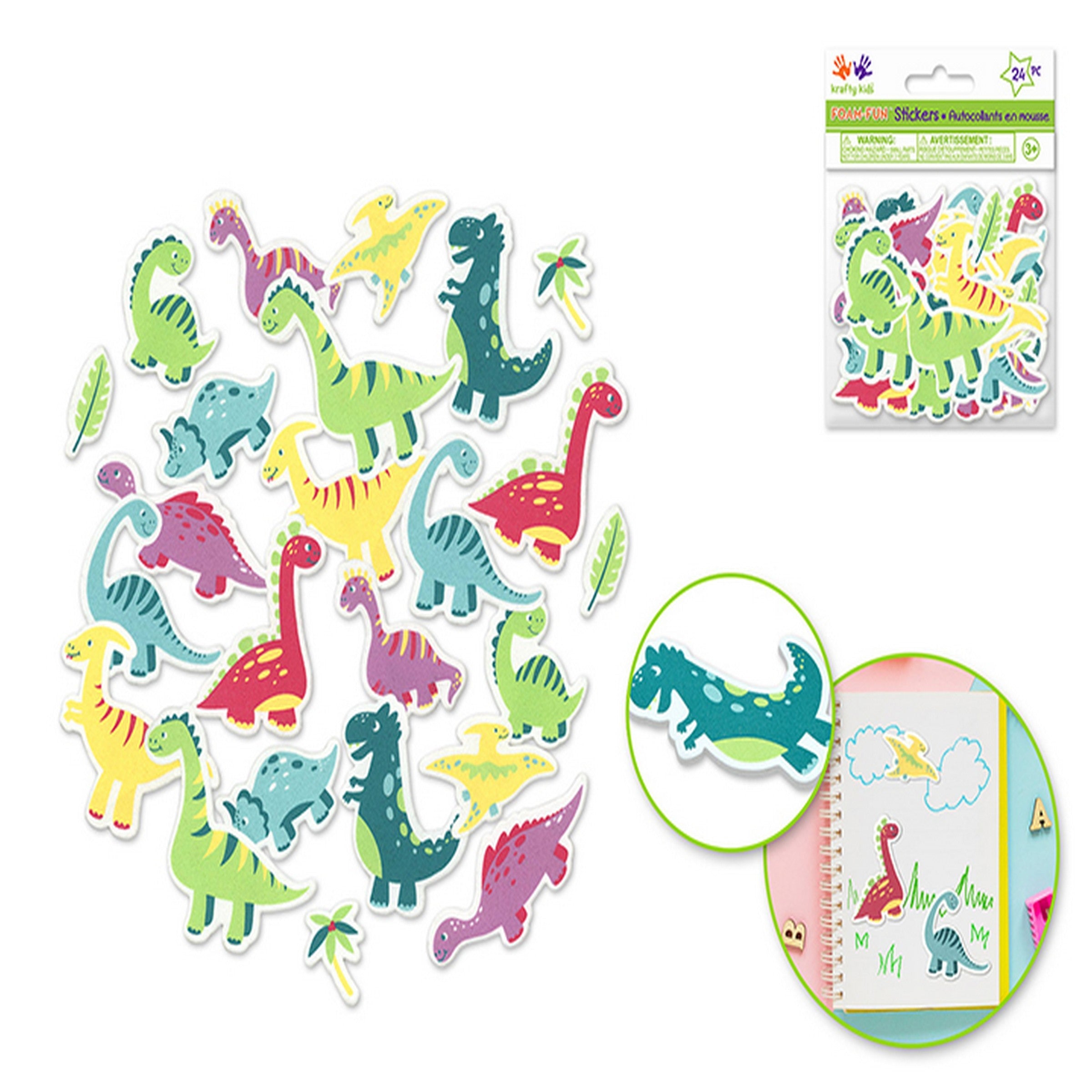 Krafty Kids Foam-Fun 3D Stickers - Dino Life 1.2in to 2.4in