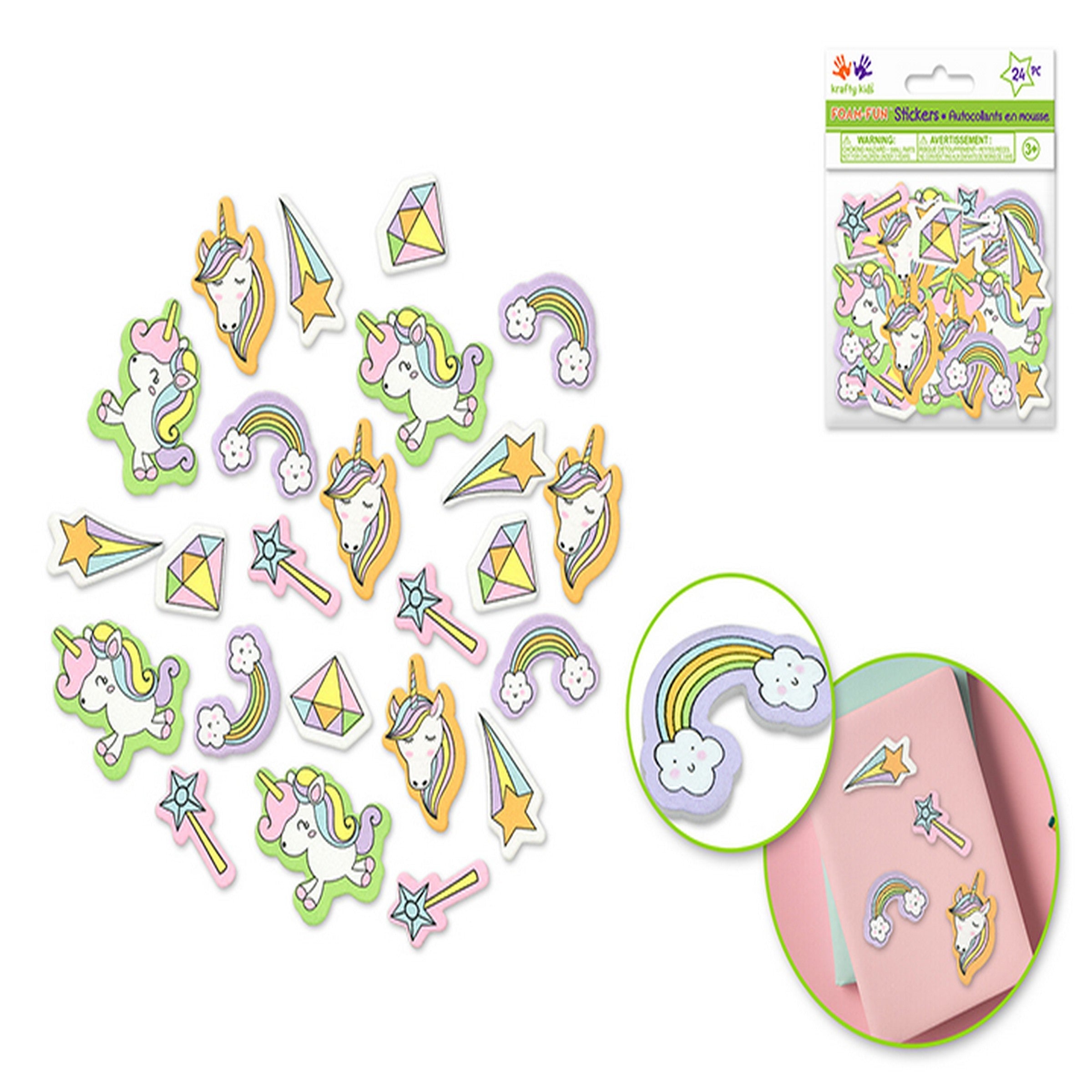 Krafty Kids Foam-Fun 3D Stickers - Unicorn Dream 1.25in to 2in