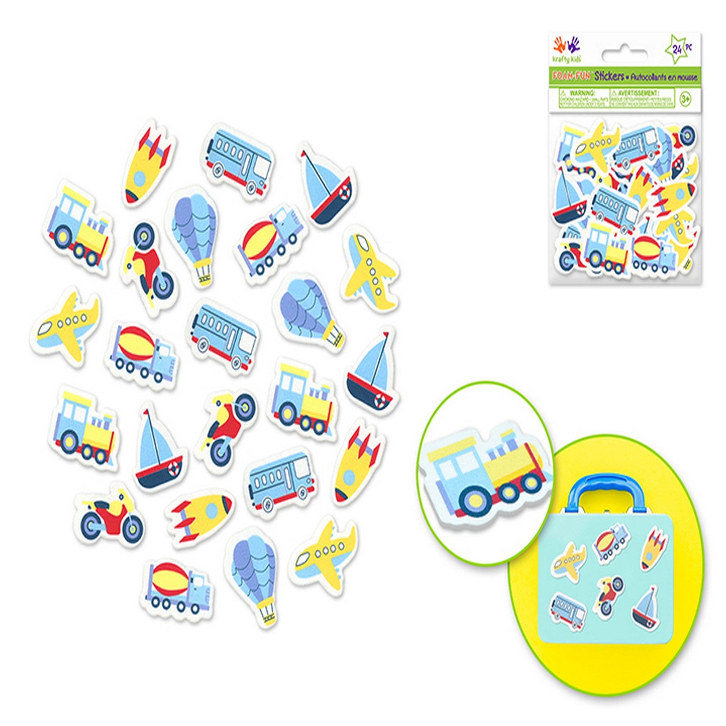 Krafty Kids Foam-Fun 3D Stickers - Transport 1.5in to 1.75in