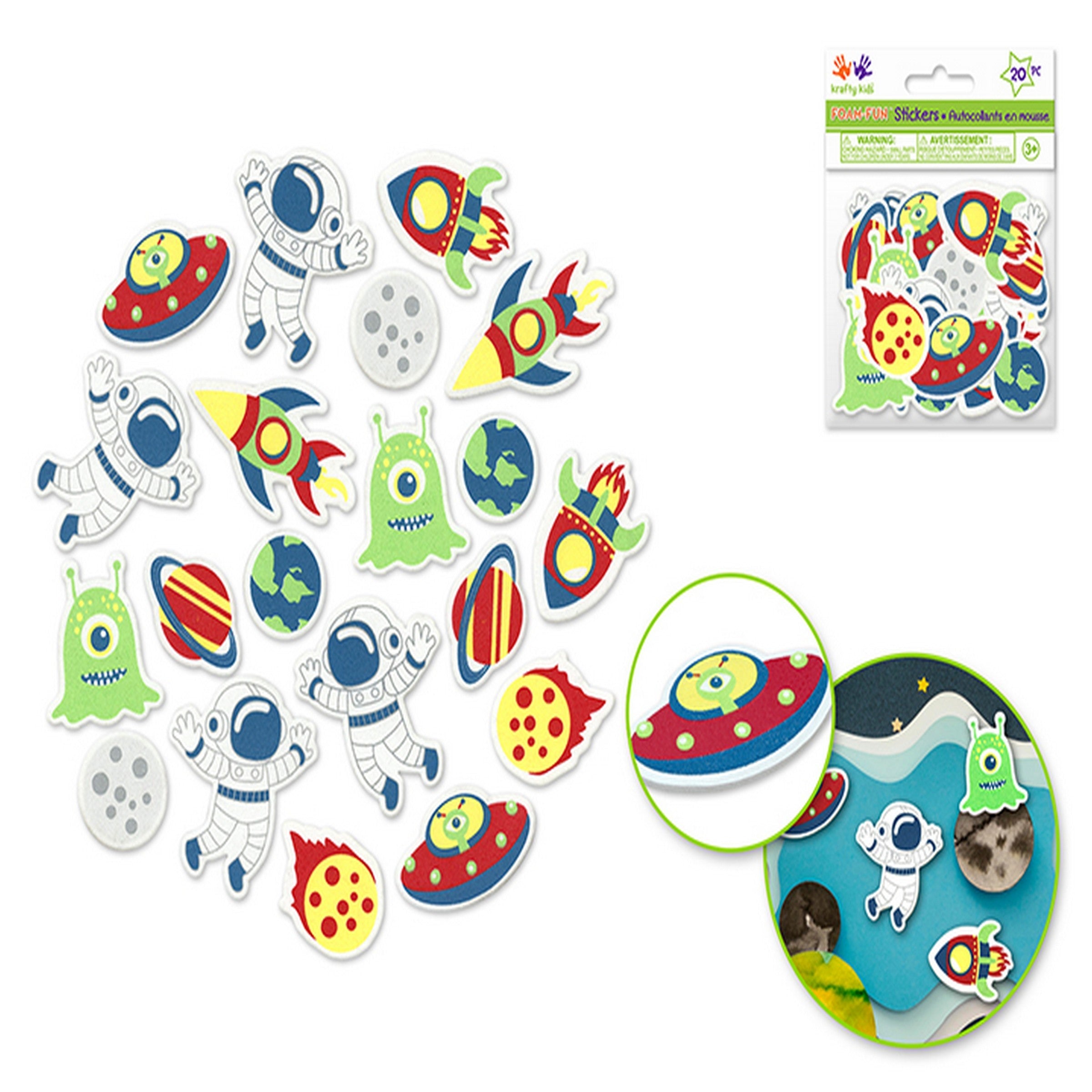 Krafty Kids Foam-Fun 3D Stickers - Outer Space 1.75in to 2.5in