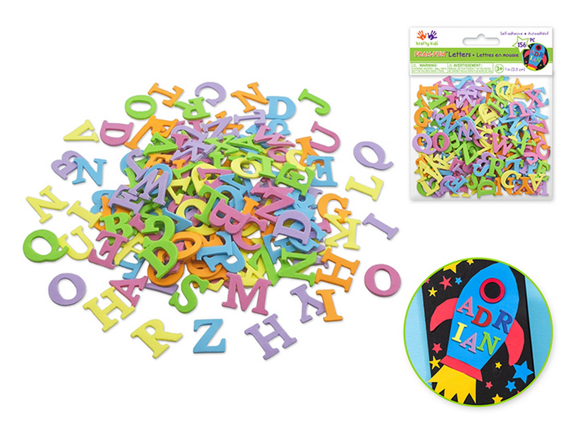 Krafty Kids Self-stick Foam Letters 156pcs - Pastel Mix  1in