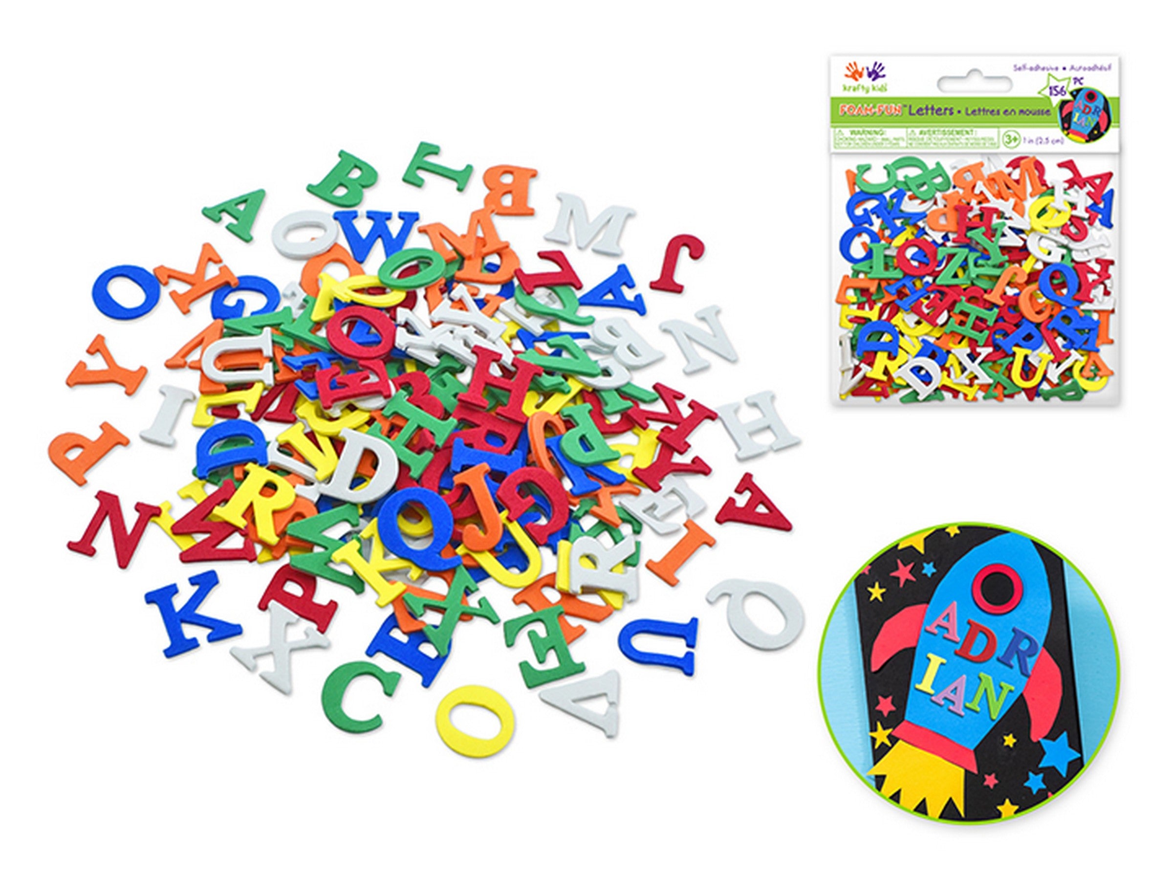 Krafty Kids Self-stick Foam Letters 156pcs - Primary Blend 1in