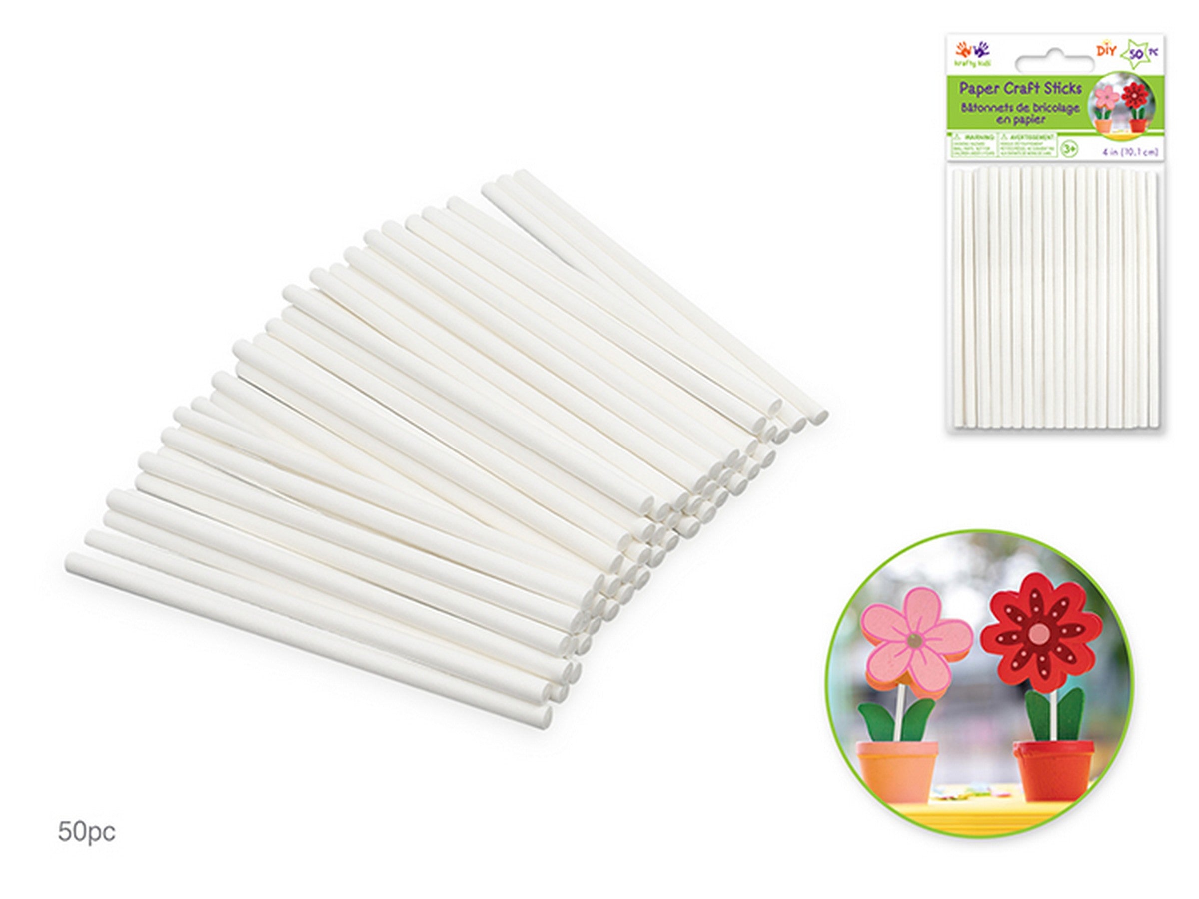 Krafty Kids 50 Craft Paper Sticks 4mm(D)  4in