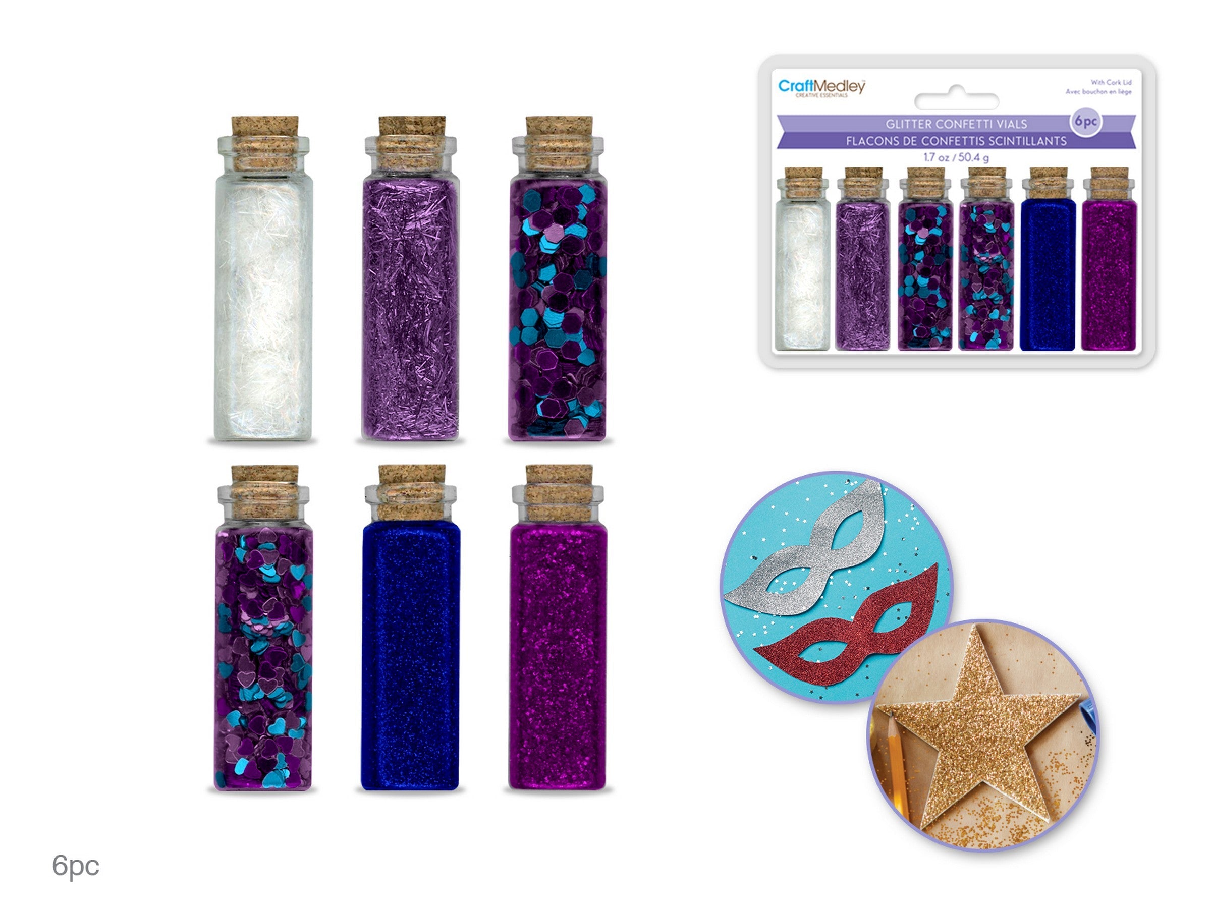 Craft Medley 6 Glitter Confetti Vials Galaxy 1.7oz