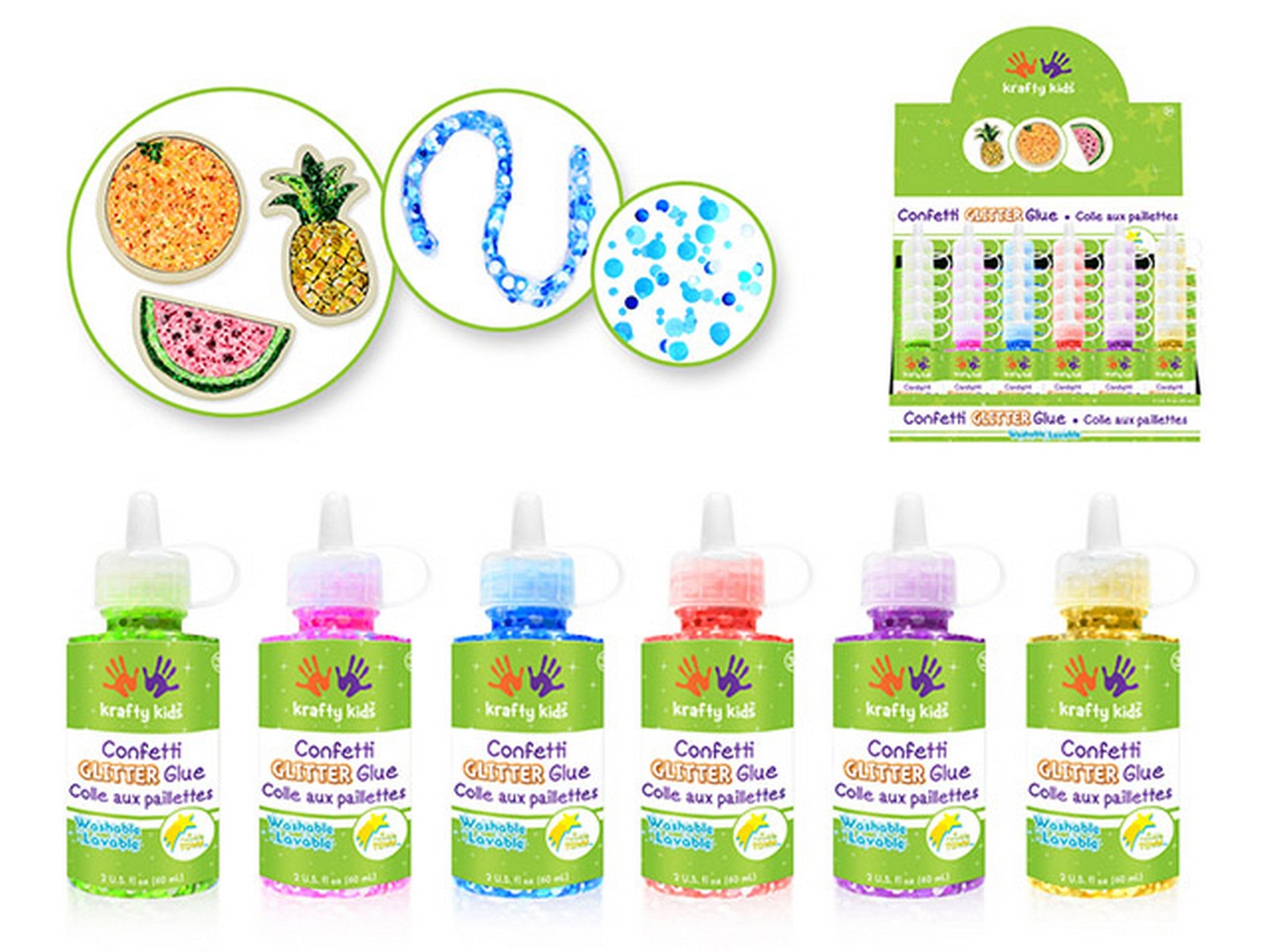Krafty Kids Confetti Glitter Glue Washable - Brights 2oz  VRT