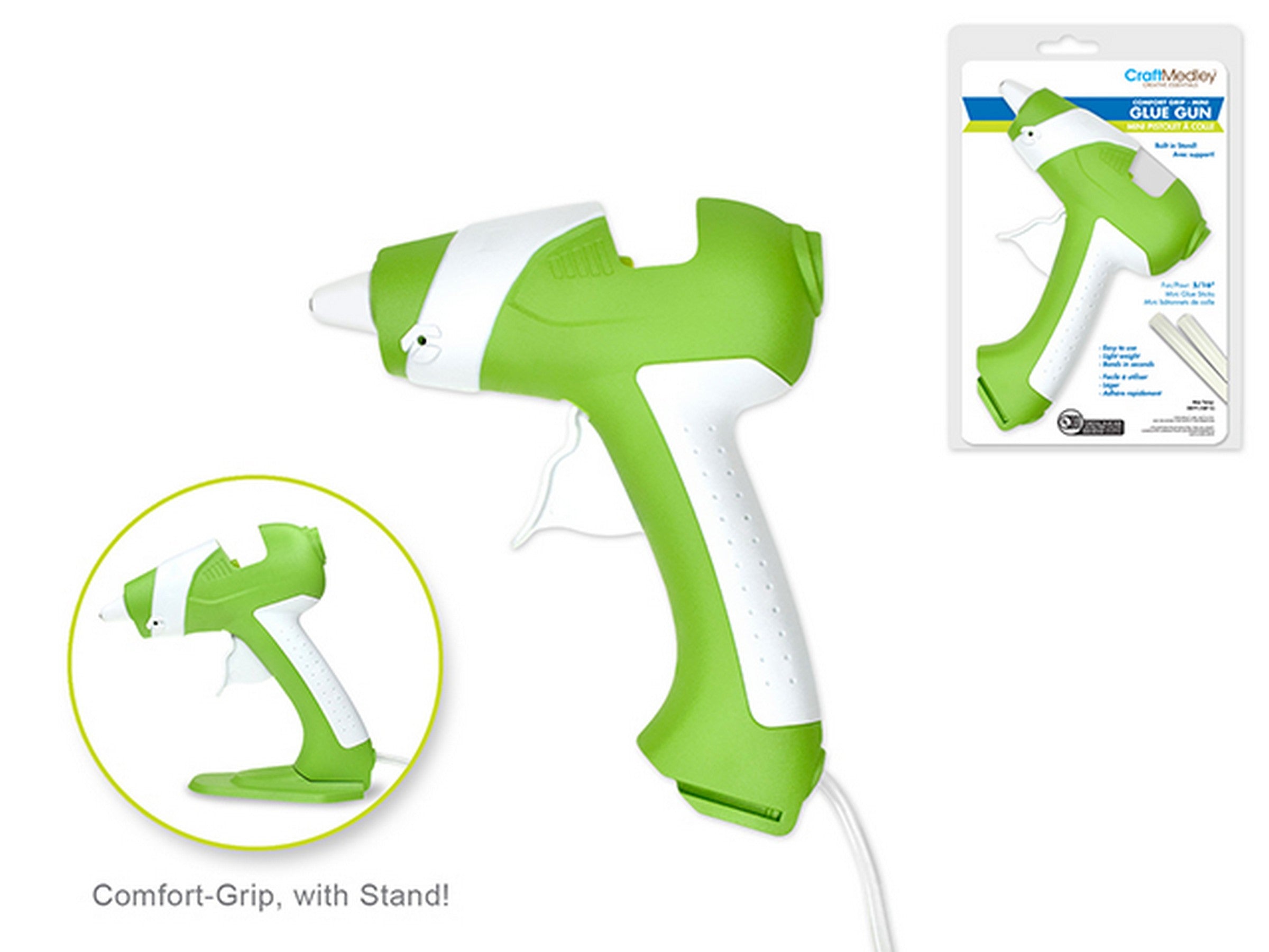 Craft Medley White and Green Mini Glue Gun - Comfort Grip 