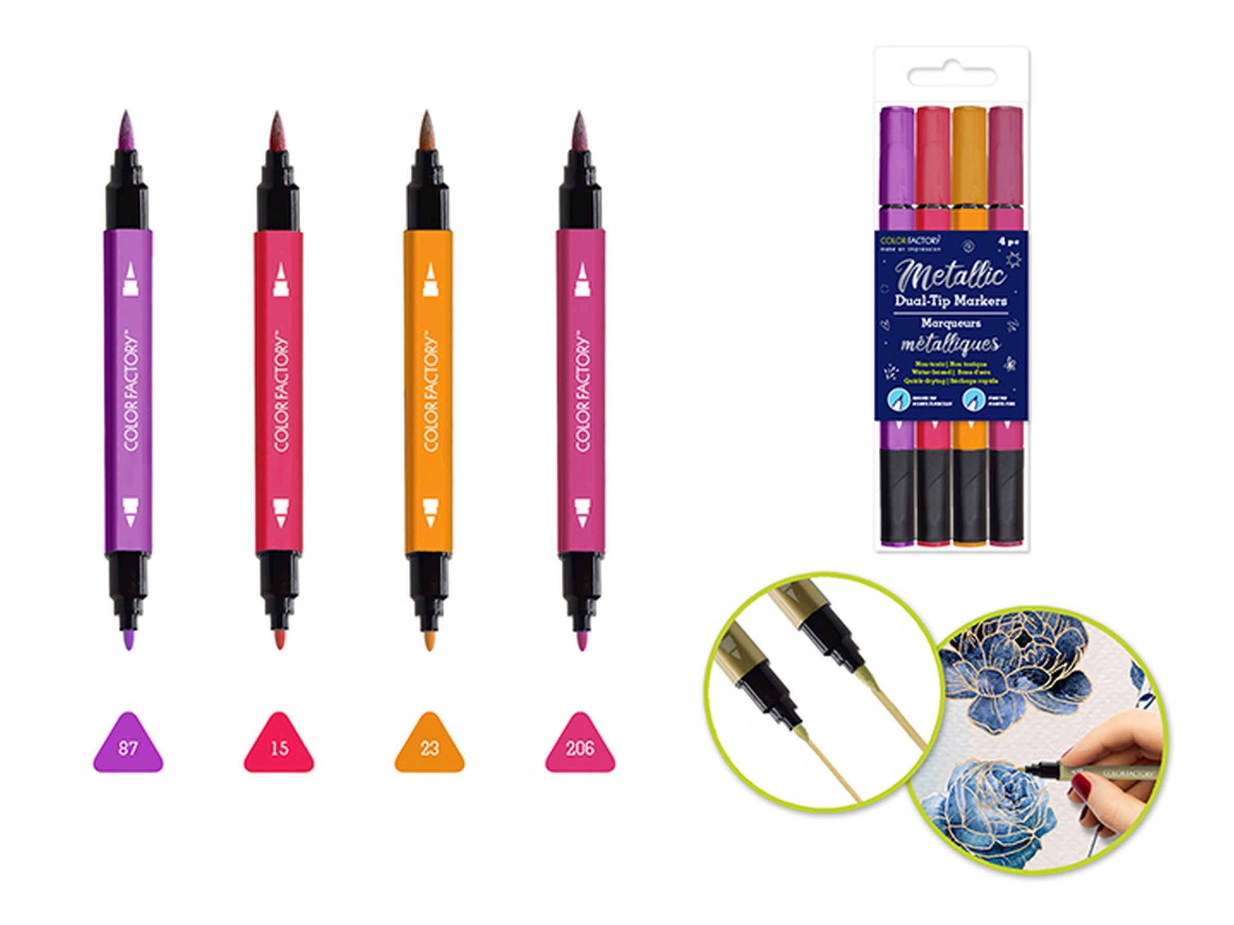Color Factory 4 Metallic Dual Tip Marker Water Based - Fresh