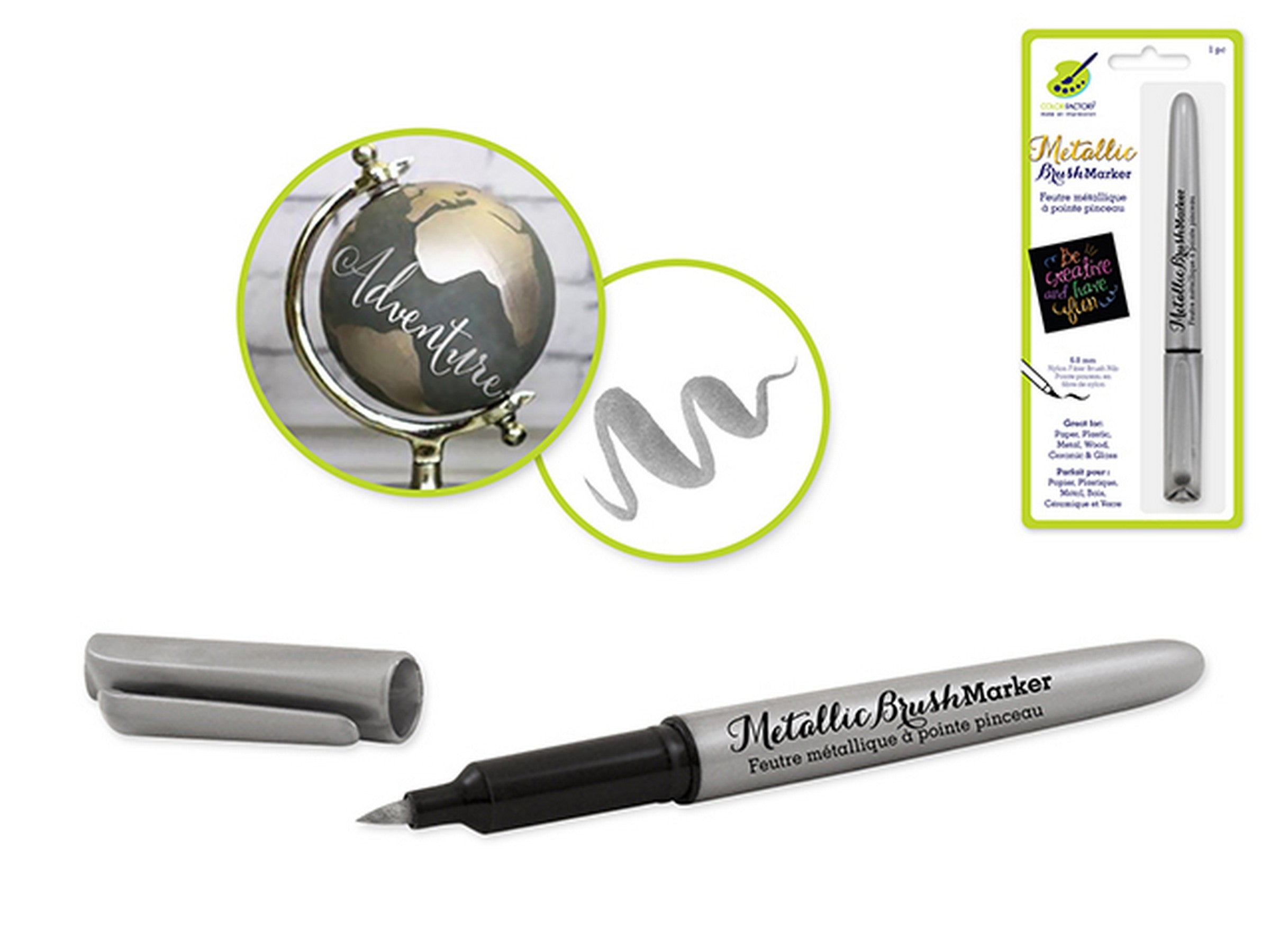 Color Factory Brush Marker Silver Metallic 0.26in