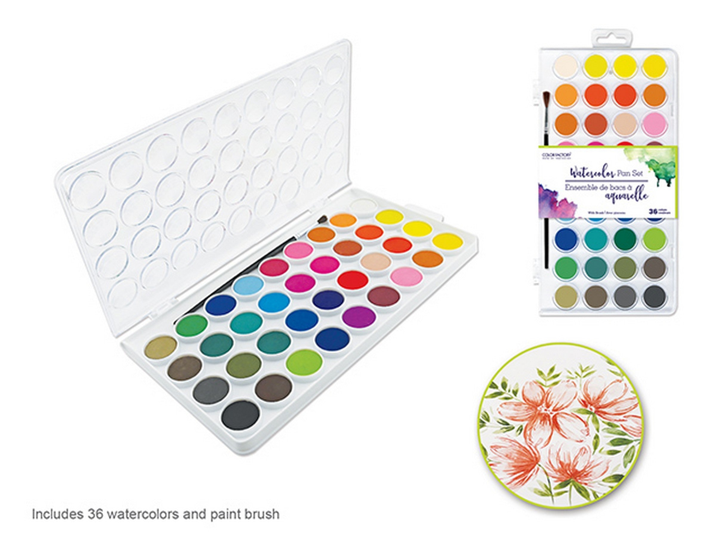 Color Factory Watercolor Pan Set 36 Colors 10x5.25in