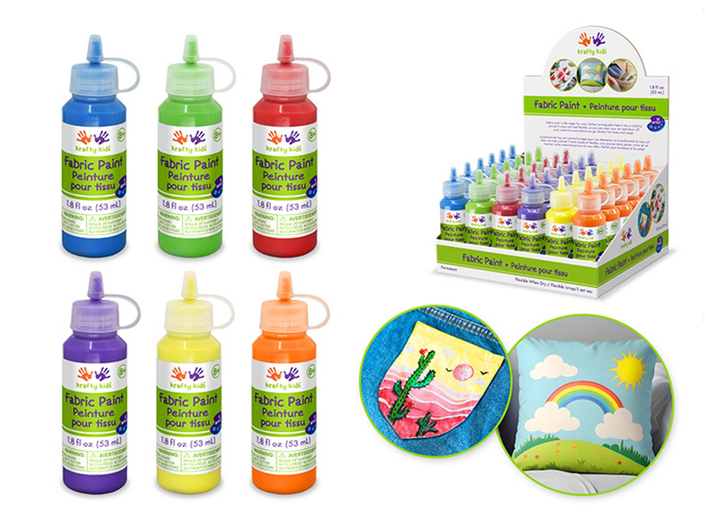 Krafty Kids Permanent Fabric Paint - Primary 1.8oz VRT  Each sold separately 