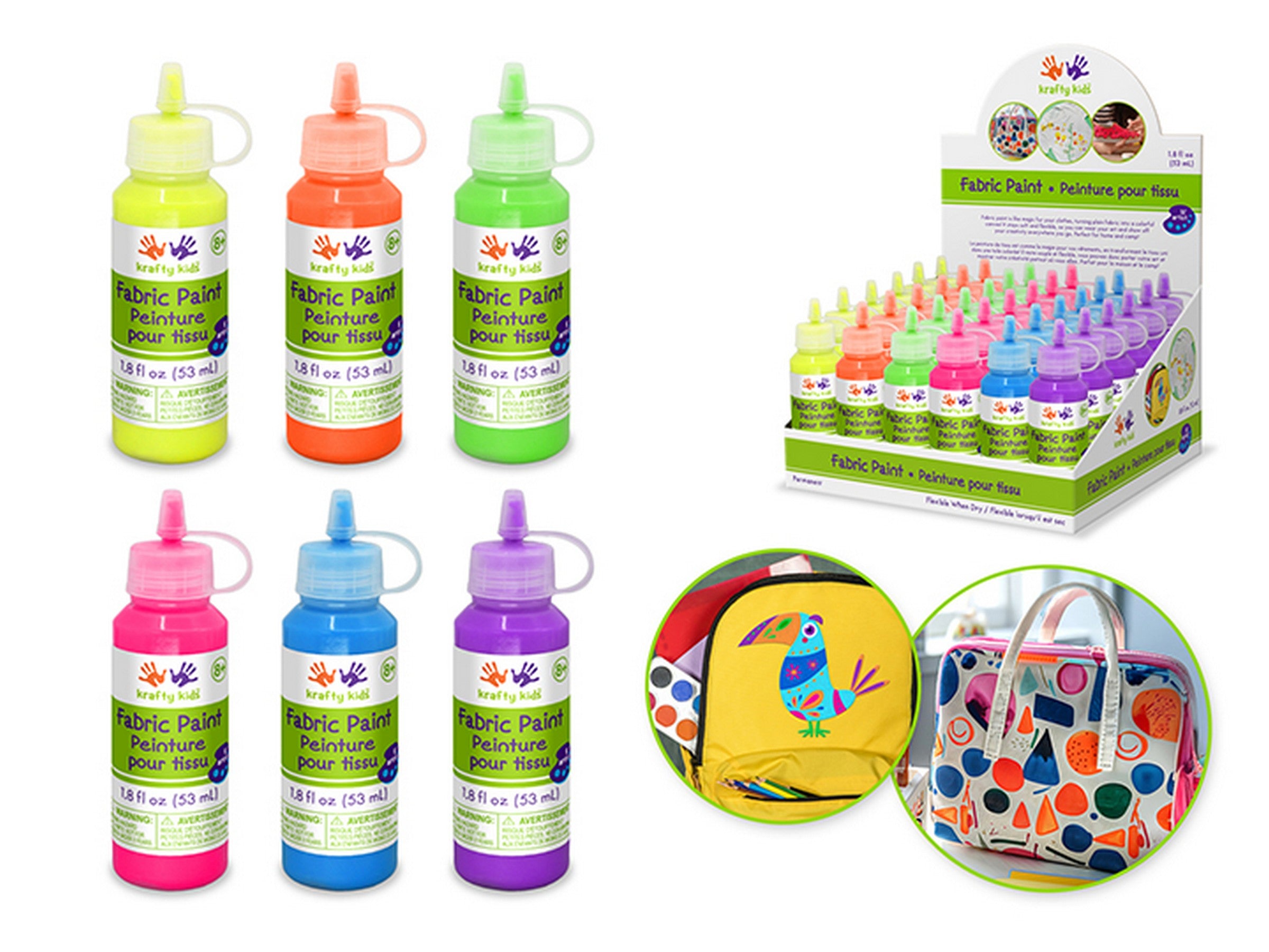 Krafty Kids Permanent Fabric Paint - Neon 1.8oz  VRT  Each sold separately 