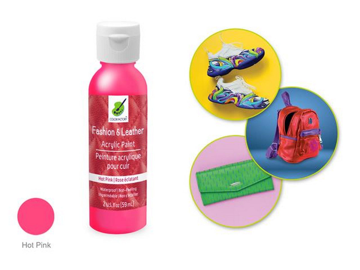 Color Factory Leather Acrylic Paint Hot Pink 2oz
