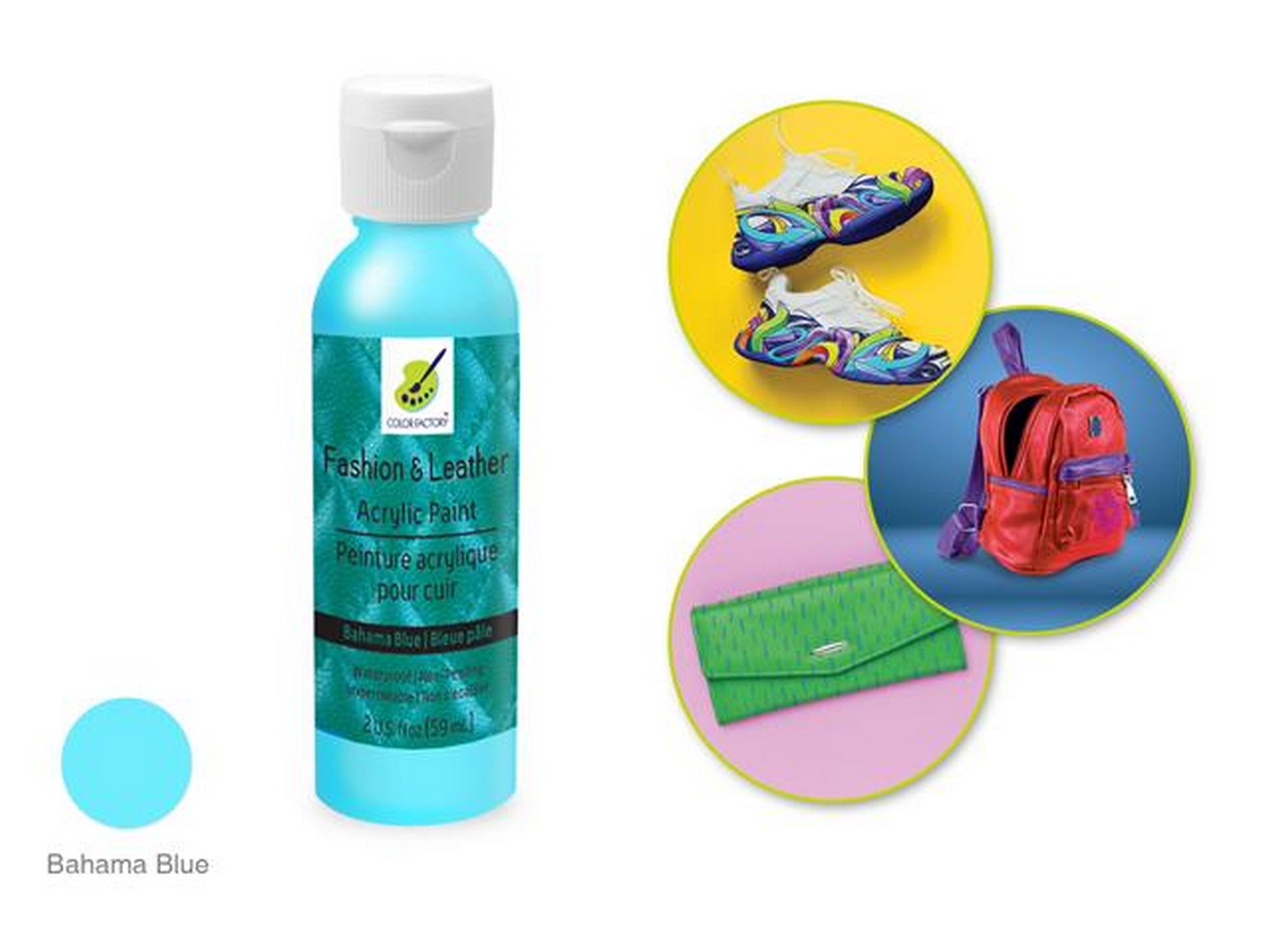 Color Factory Leather Acrylic Paint Bahama Blue 2oz