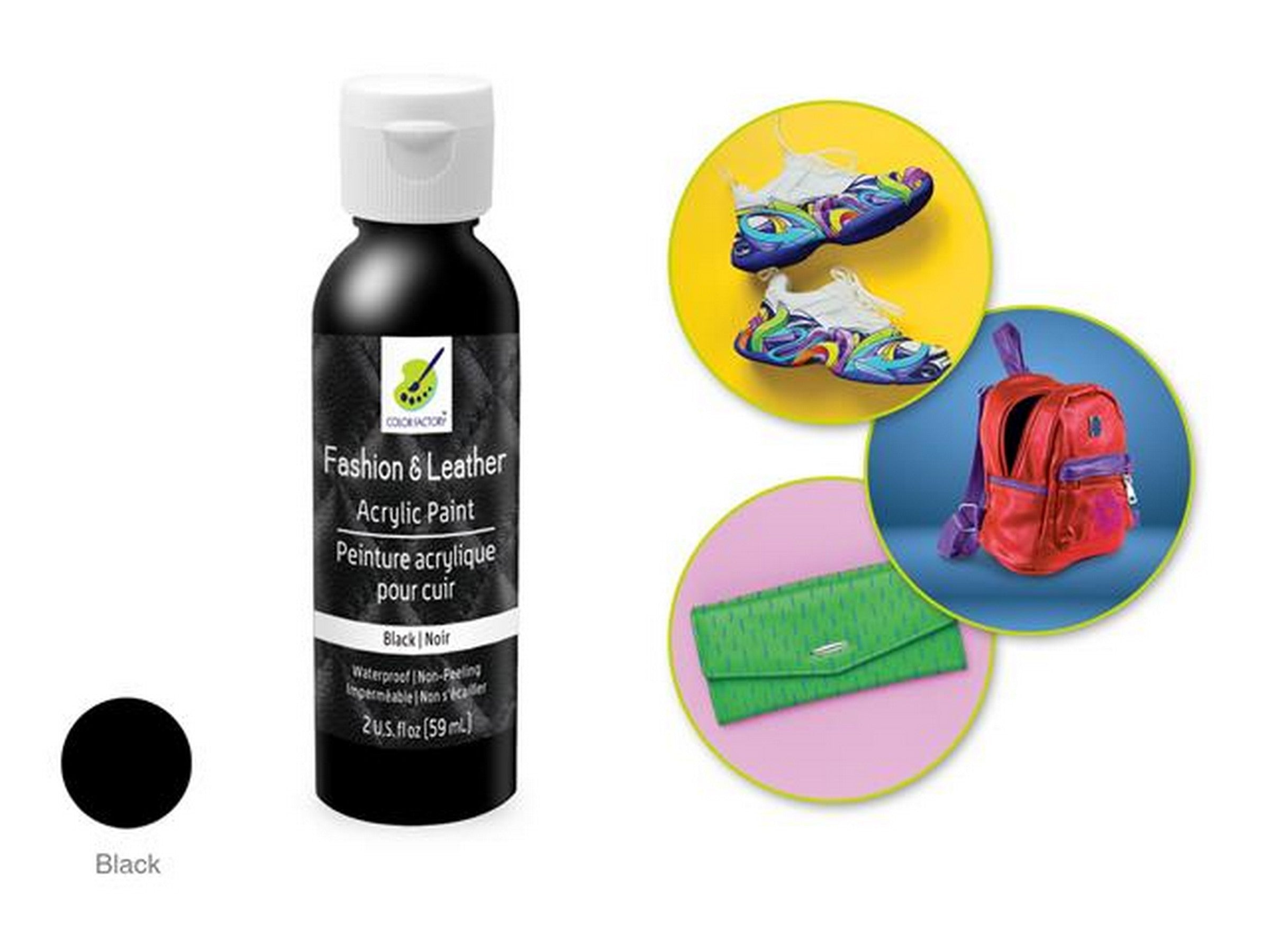 Color Factory Leather Acrylic Paint Black 2oz