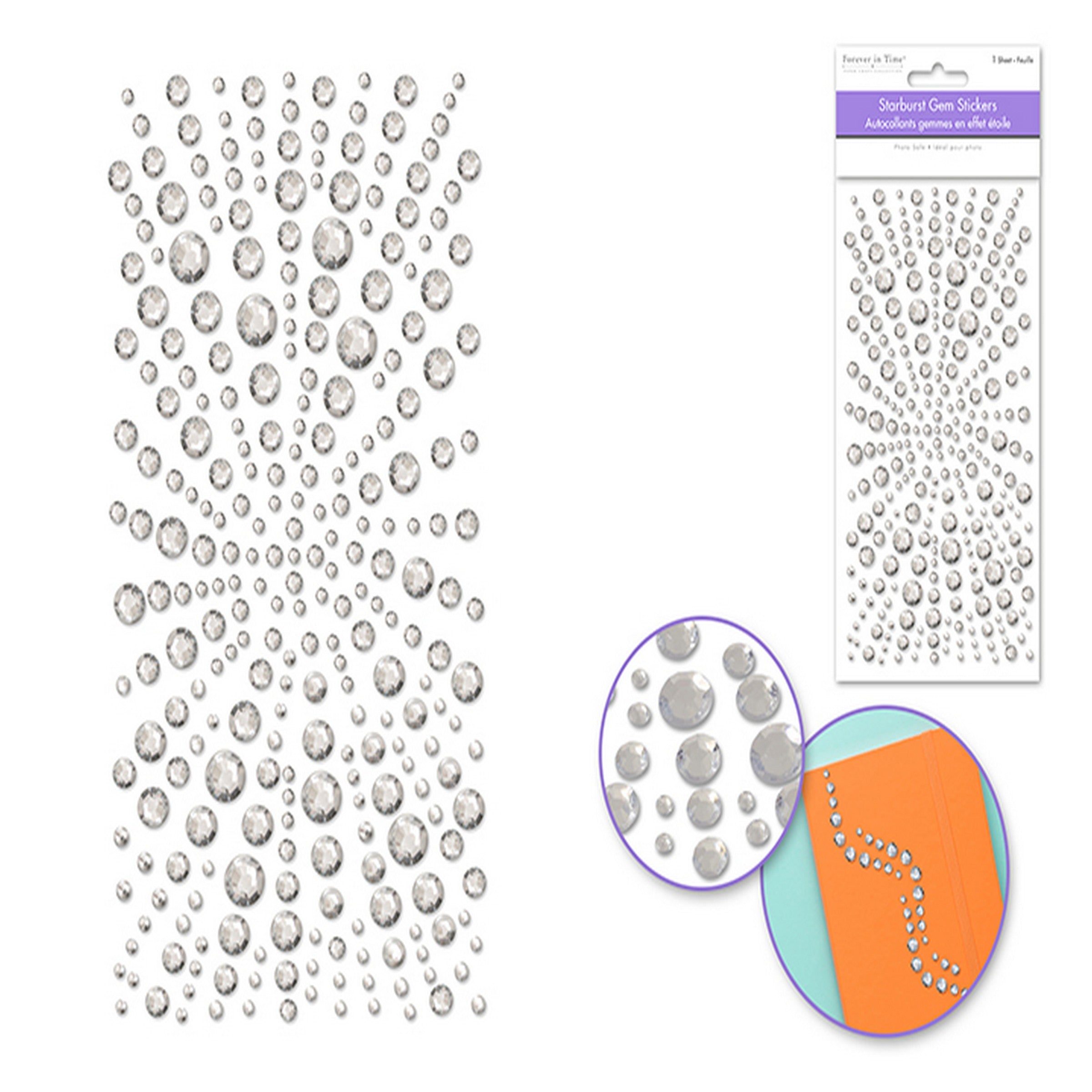Forever in Time Starburst Gem Stickers - White 3.8x7in