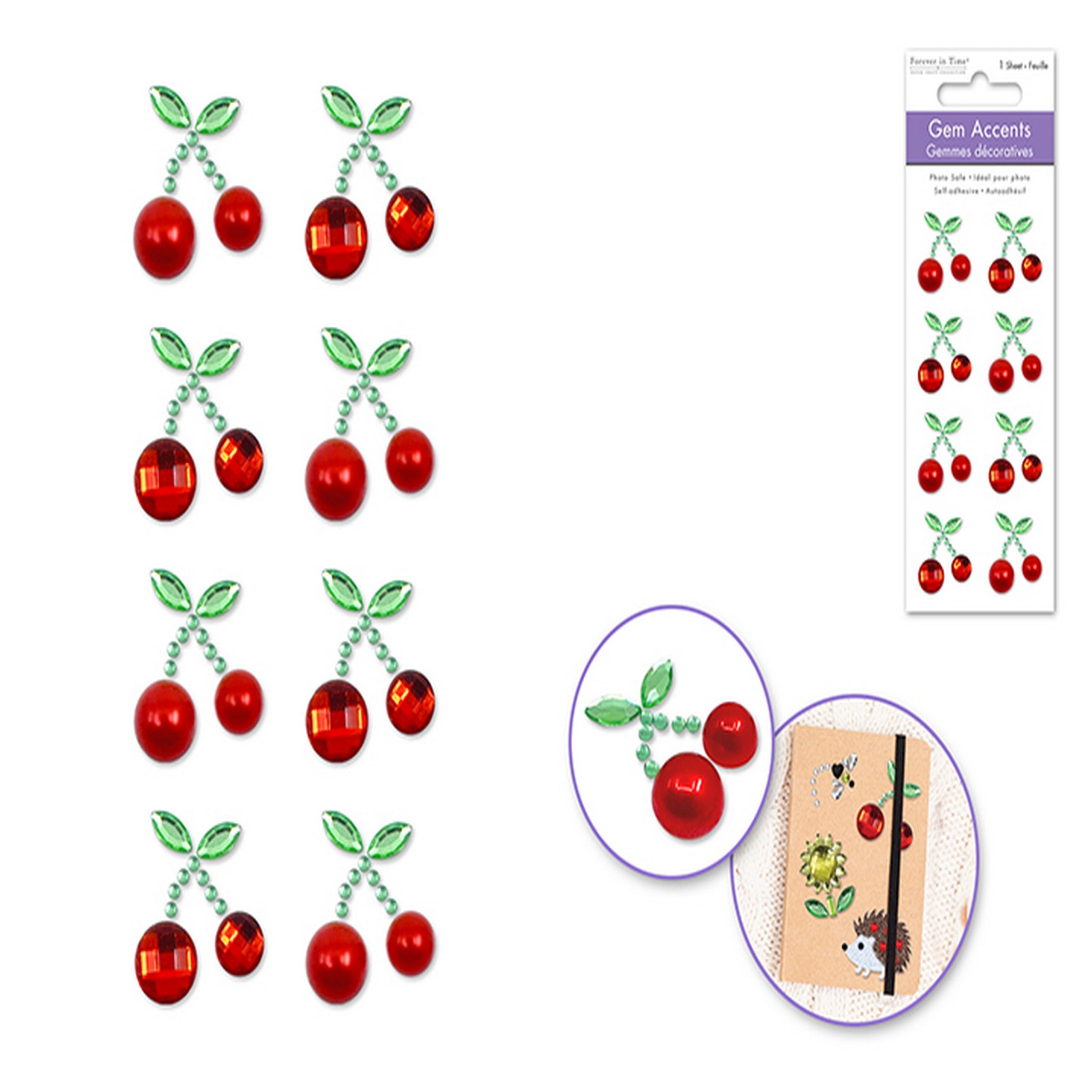 Forever in Time 3D Gem Stickers - Cherry Bomb 8pcs 1x0.75in