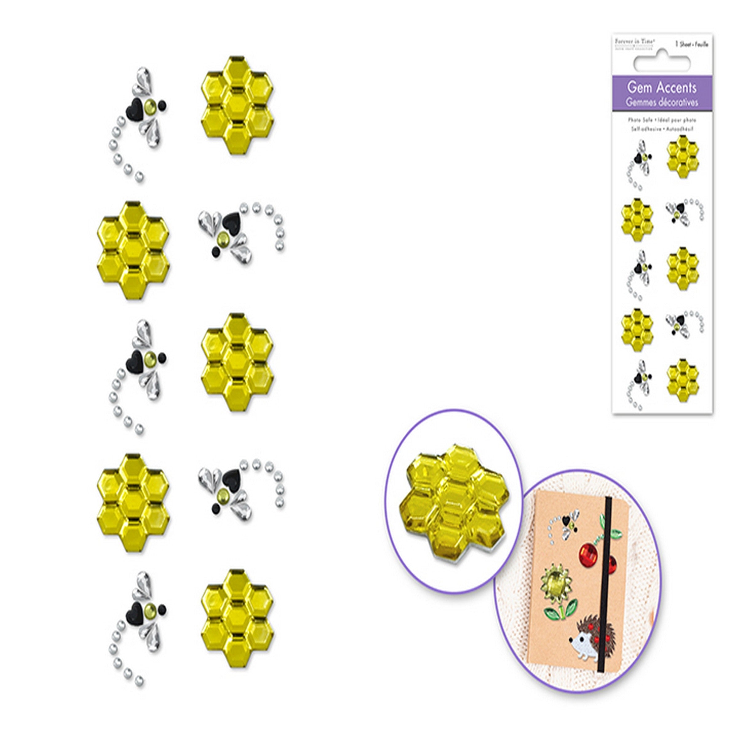 Forever in Time 3D Gem Stickers - Busy Bee 10pcs 1x0.75in