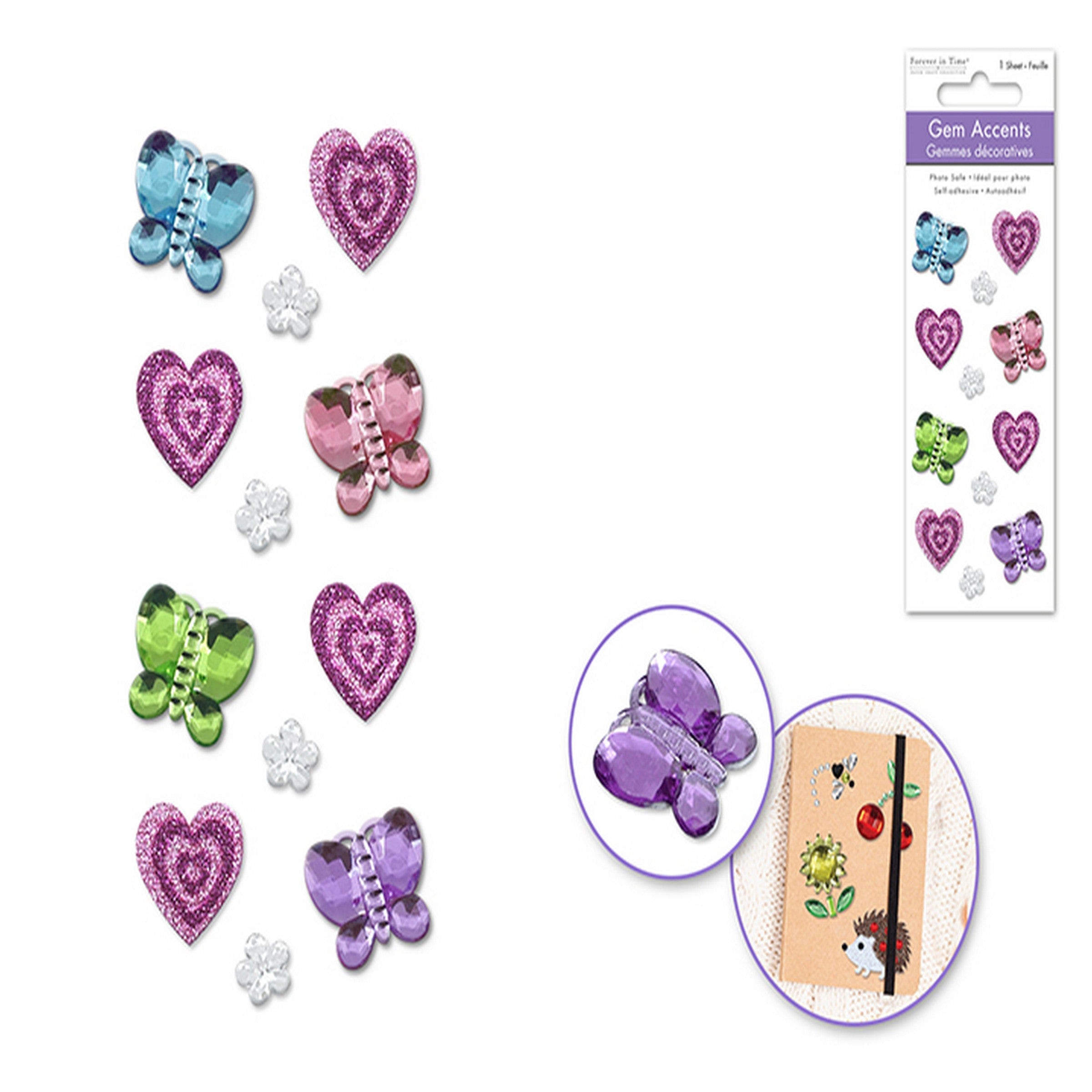 Forever in Time 3D Gem Stickers - Butterfly Fling 12pcs 1x0.75in