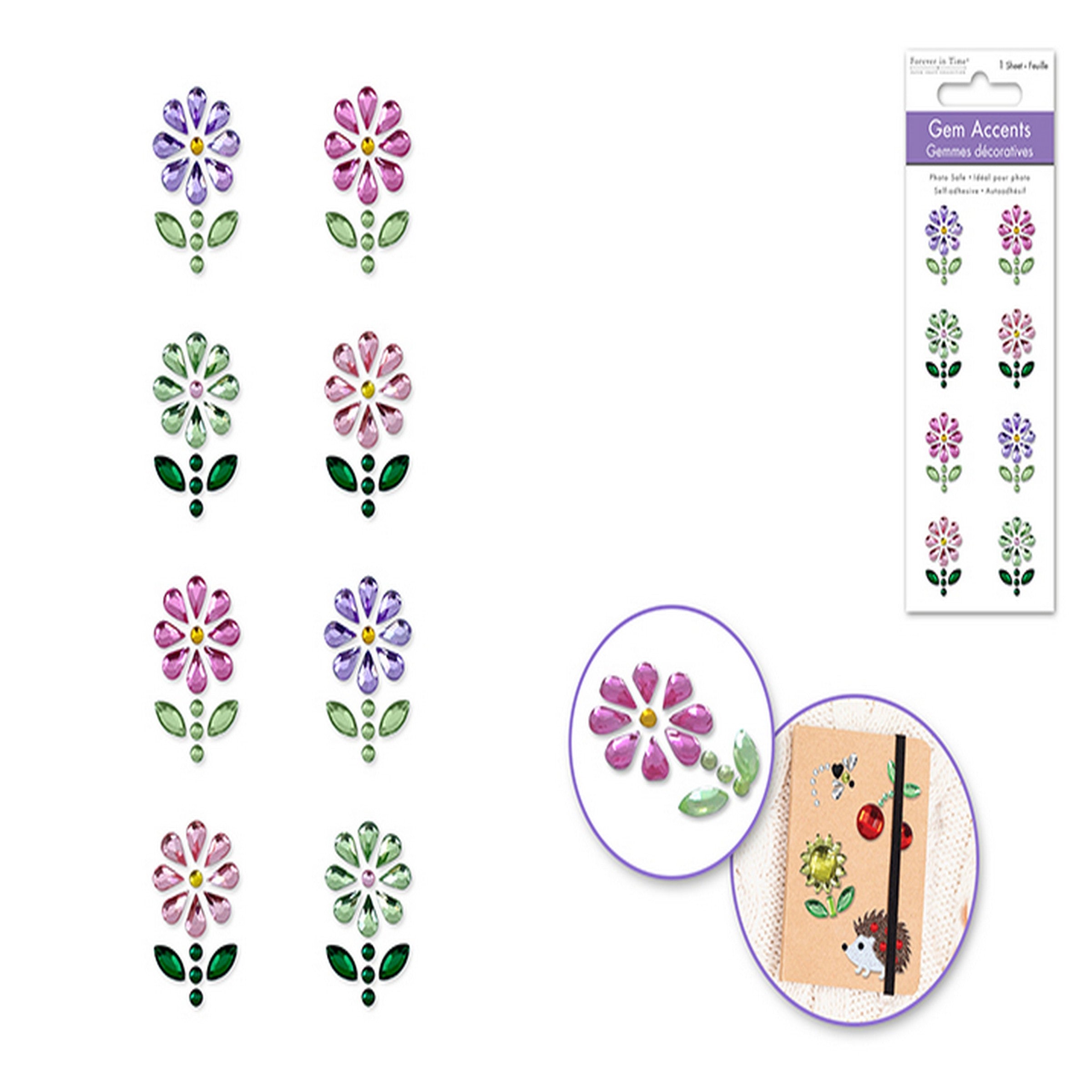 Forever in Time 3D Gem Stickers - Bloom 8pcs 1x0.75in