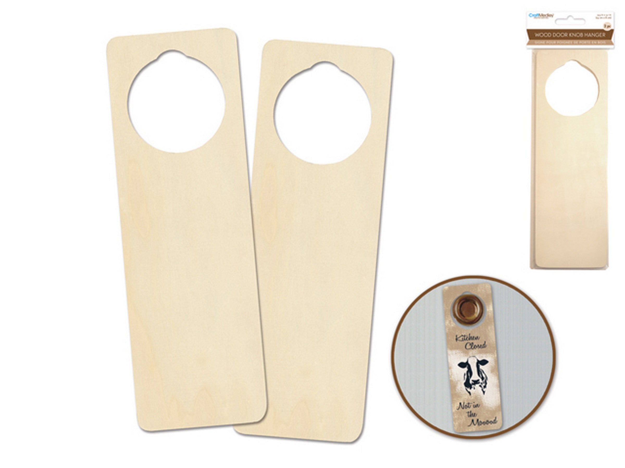 Craft Medley 2 Wood Decor Knob Hangers Unpainted 9.5x3.1in