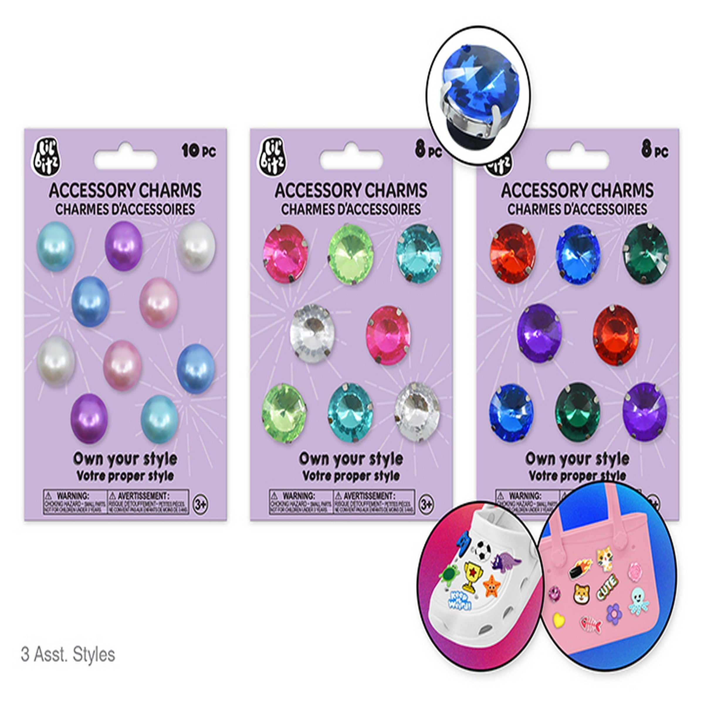 Lil'bitzTM Shoe and Tote Accessory Charms - Gems 8 - 10pcs VRT 