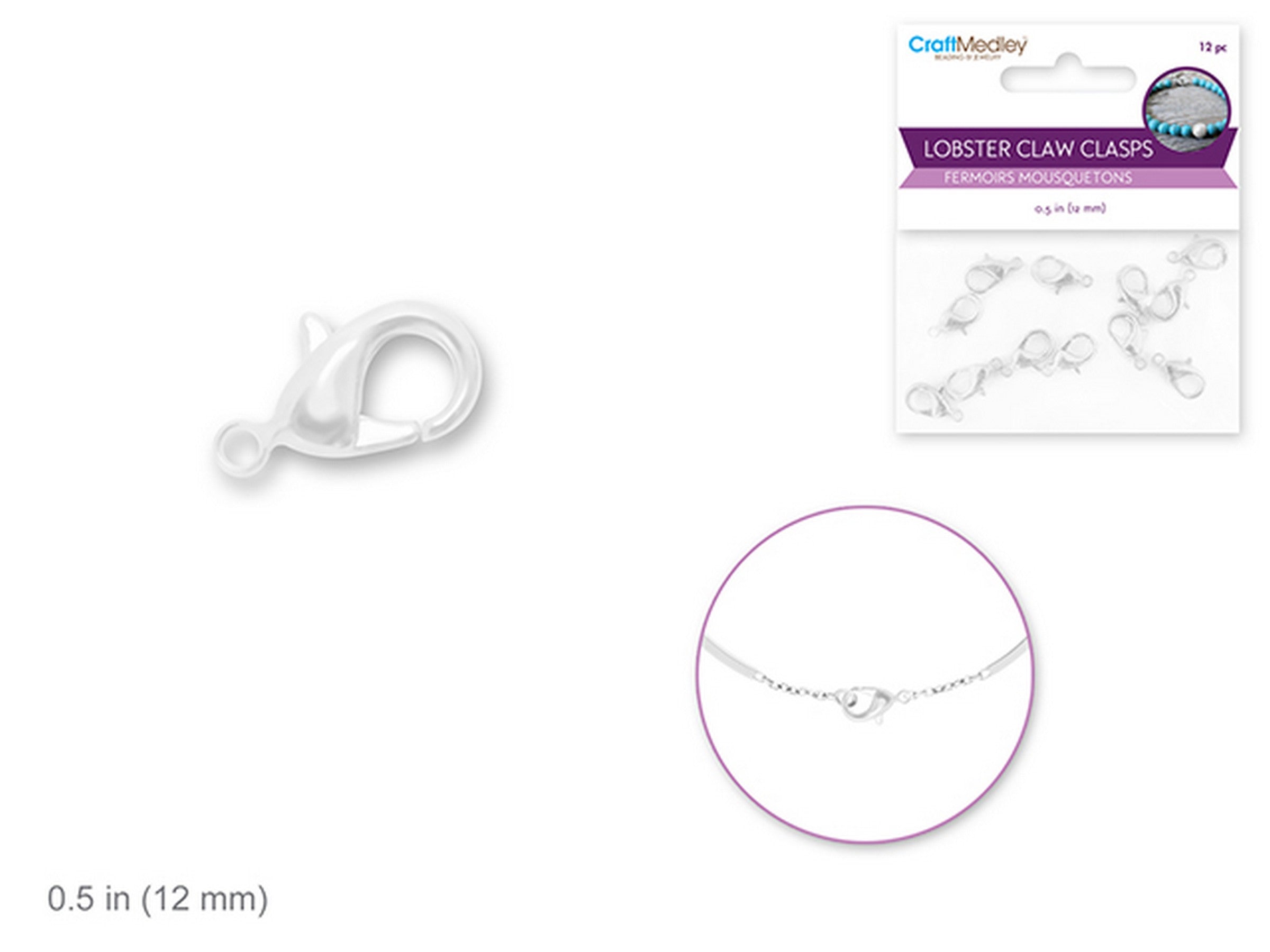 Beading and Jewelry 12 Silver Lobster Claw Clasps 0.5in