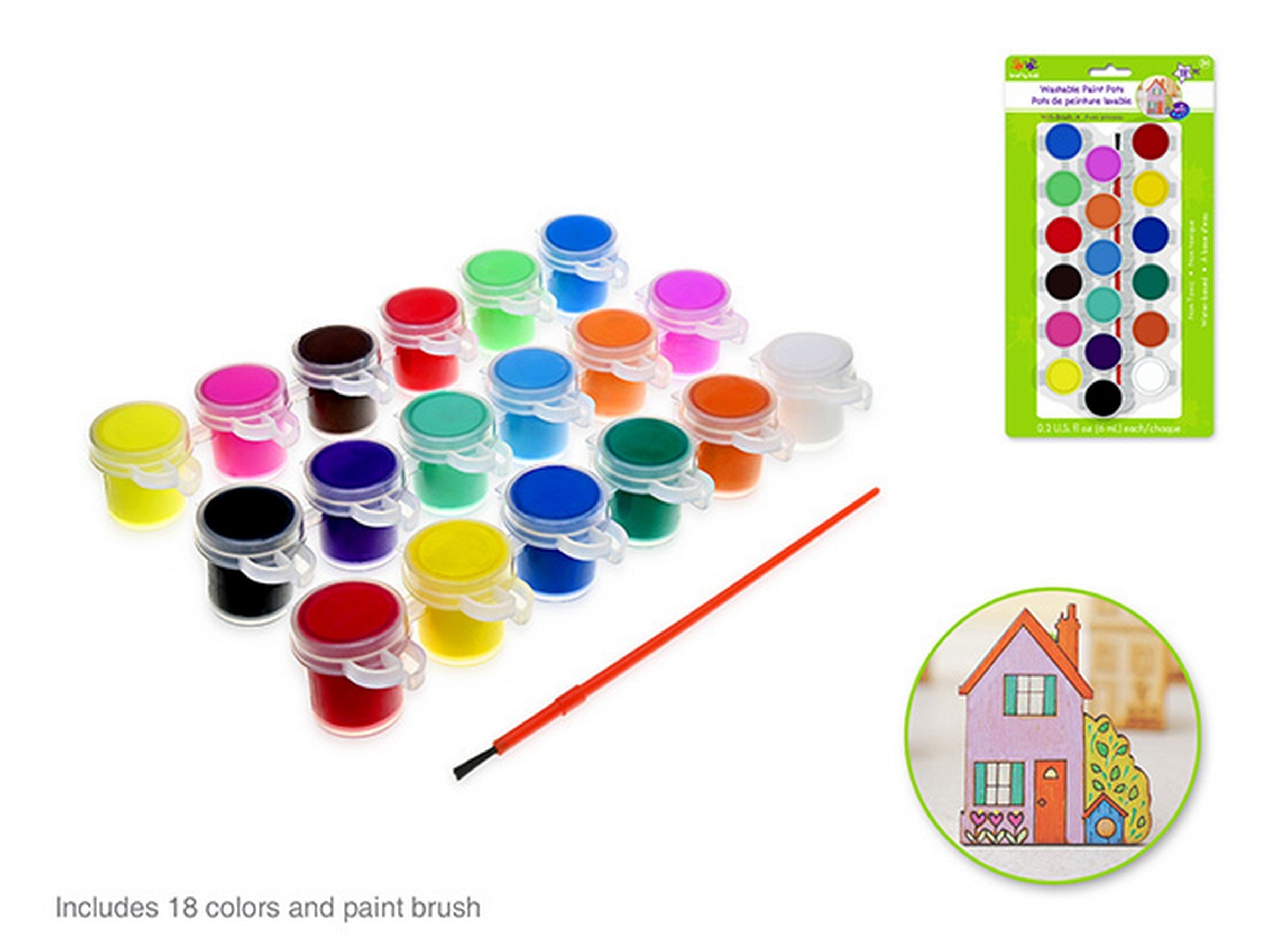 Krafty Kids 18 Washable Paint Pots 0.2oz each
