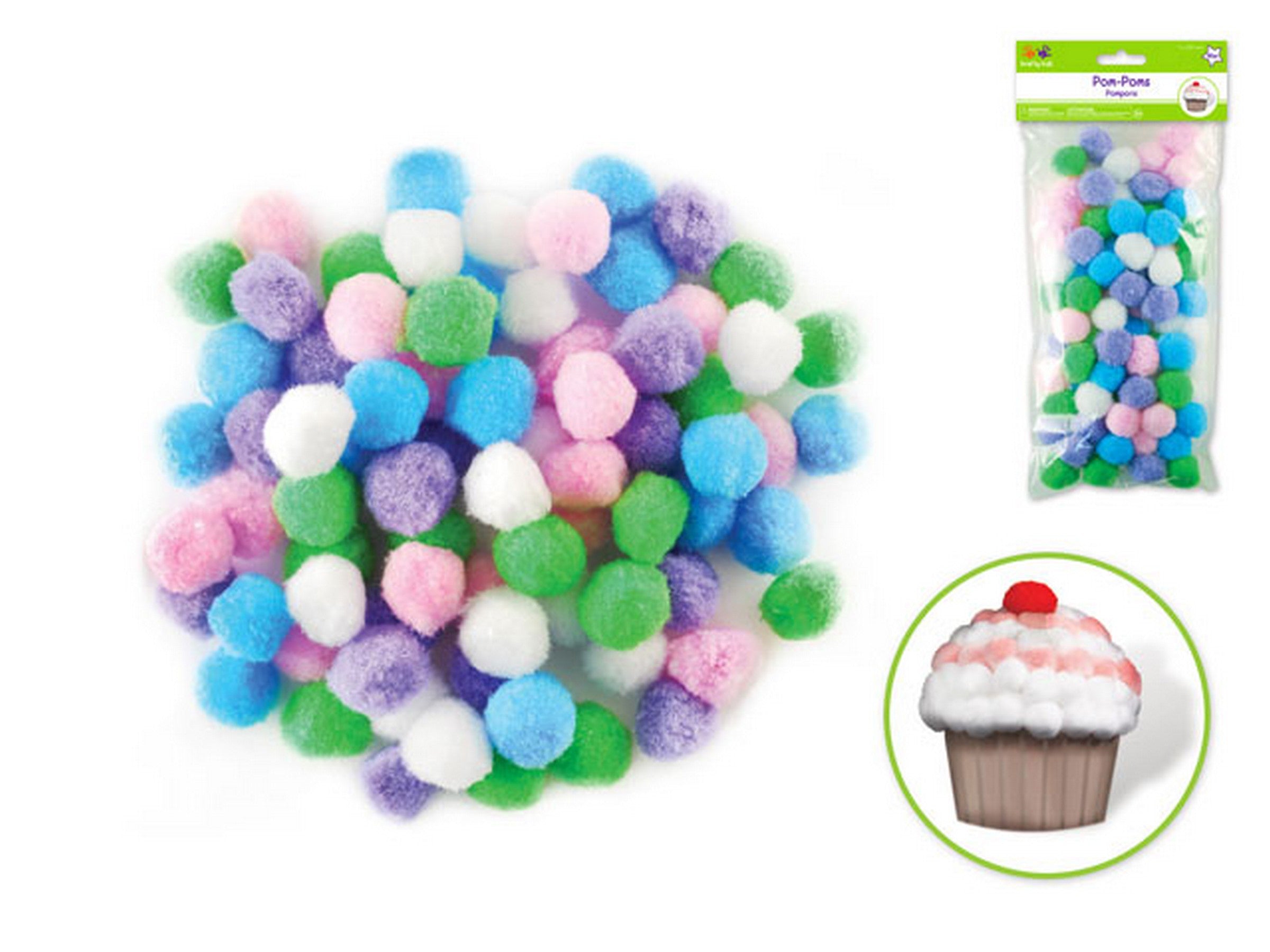 Krafty Kids Pompoms Pastel Color 1in