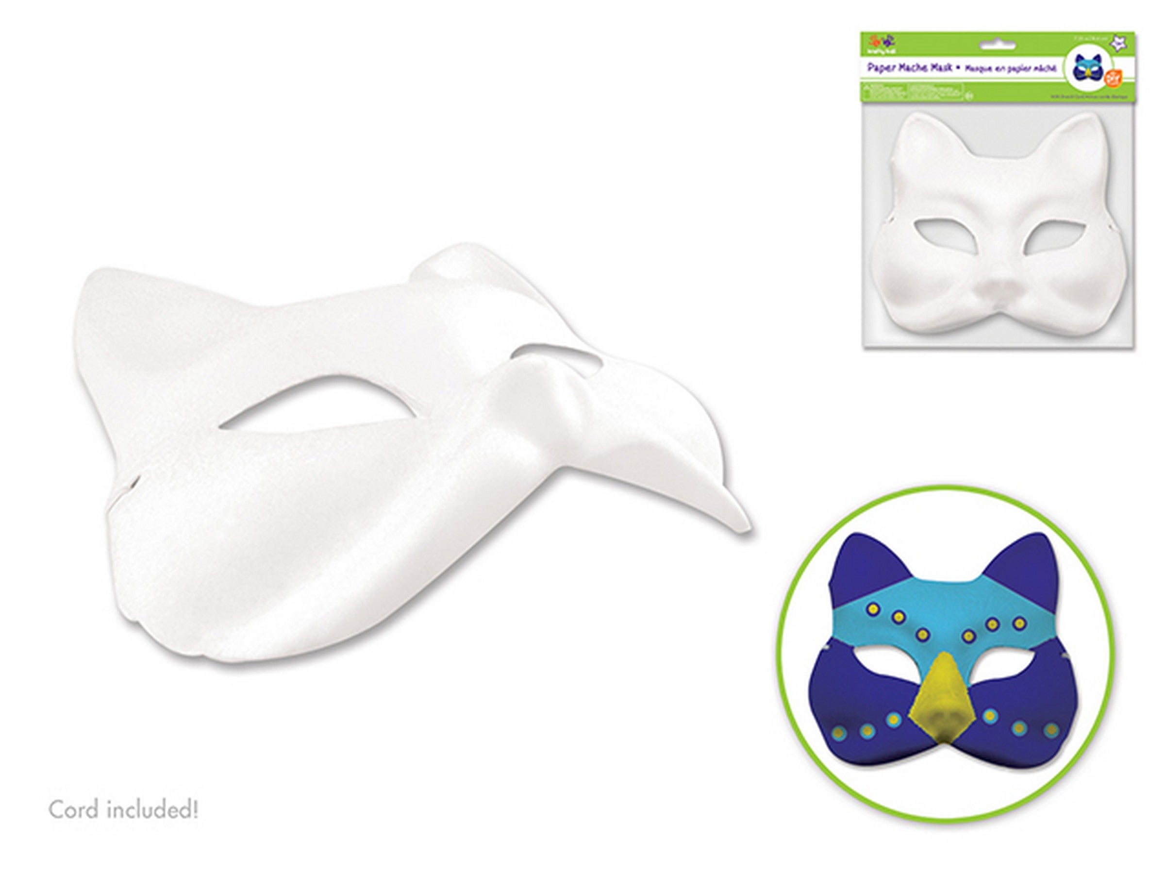 Krafty Kids Paper Mache Mask with Stretch Cord Fox 7.25in