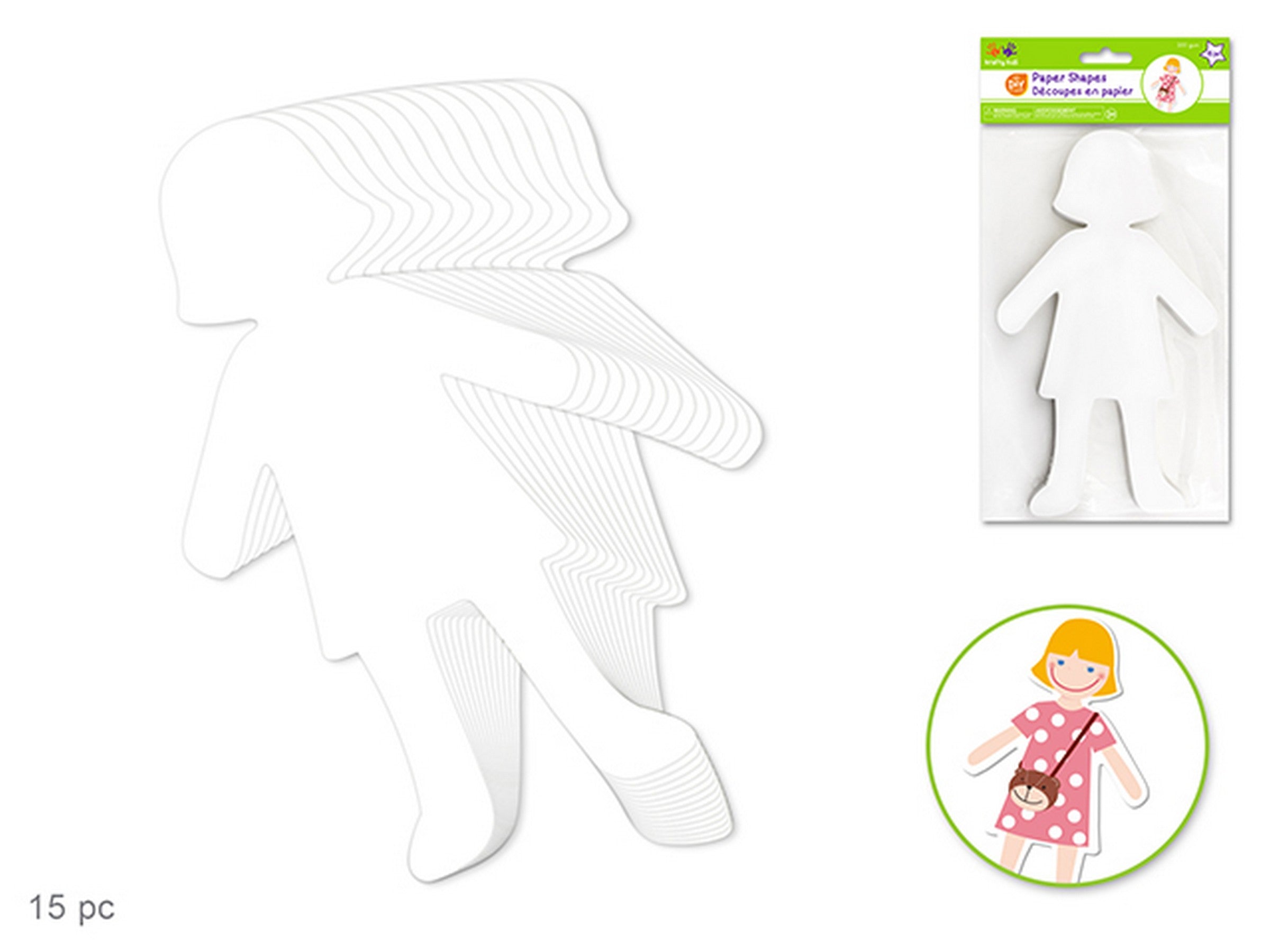 Krafty Kids 15 Paper Shapes Girl 9x5.2in