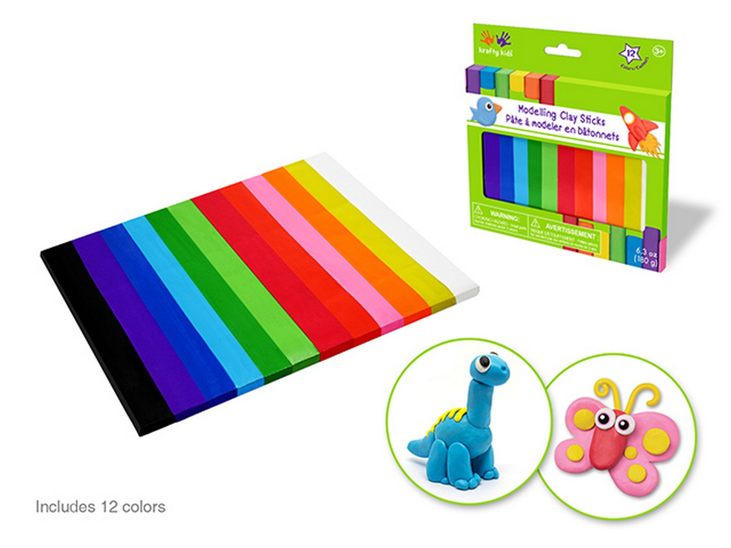 Krafty Kids 12 Modeling Clay Sticks 6.3oz