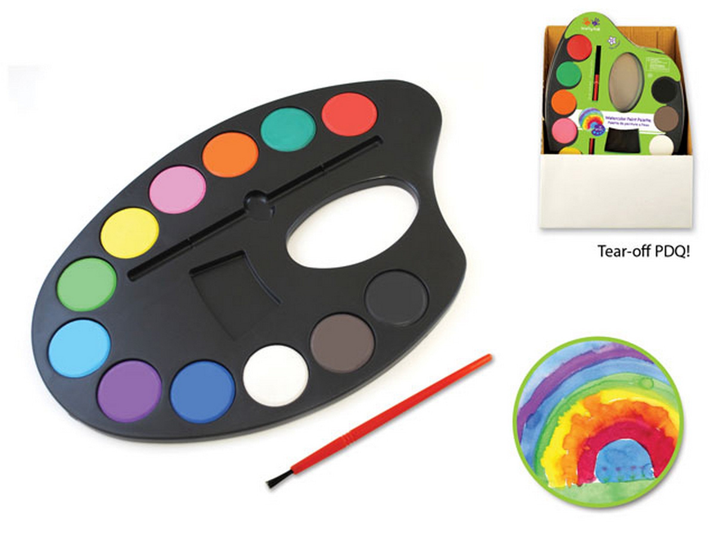 Krafty Kids Watercolor Paint Palette with Brush 12 Colors 9.75x6.5in