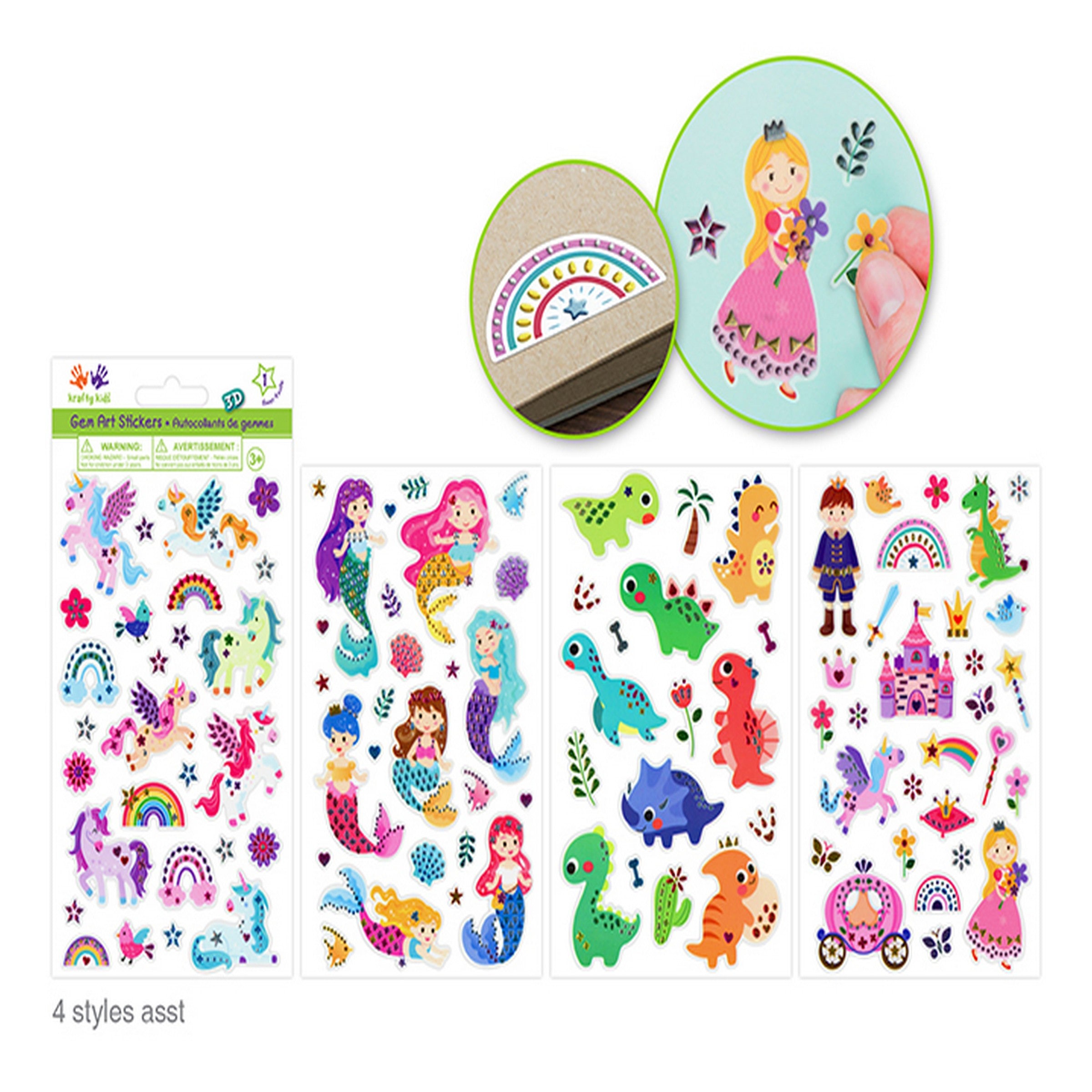 Krafty Kids 3D Gem Art Stickers - Fantasia 3.9x6.3in  VRT 