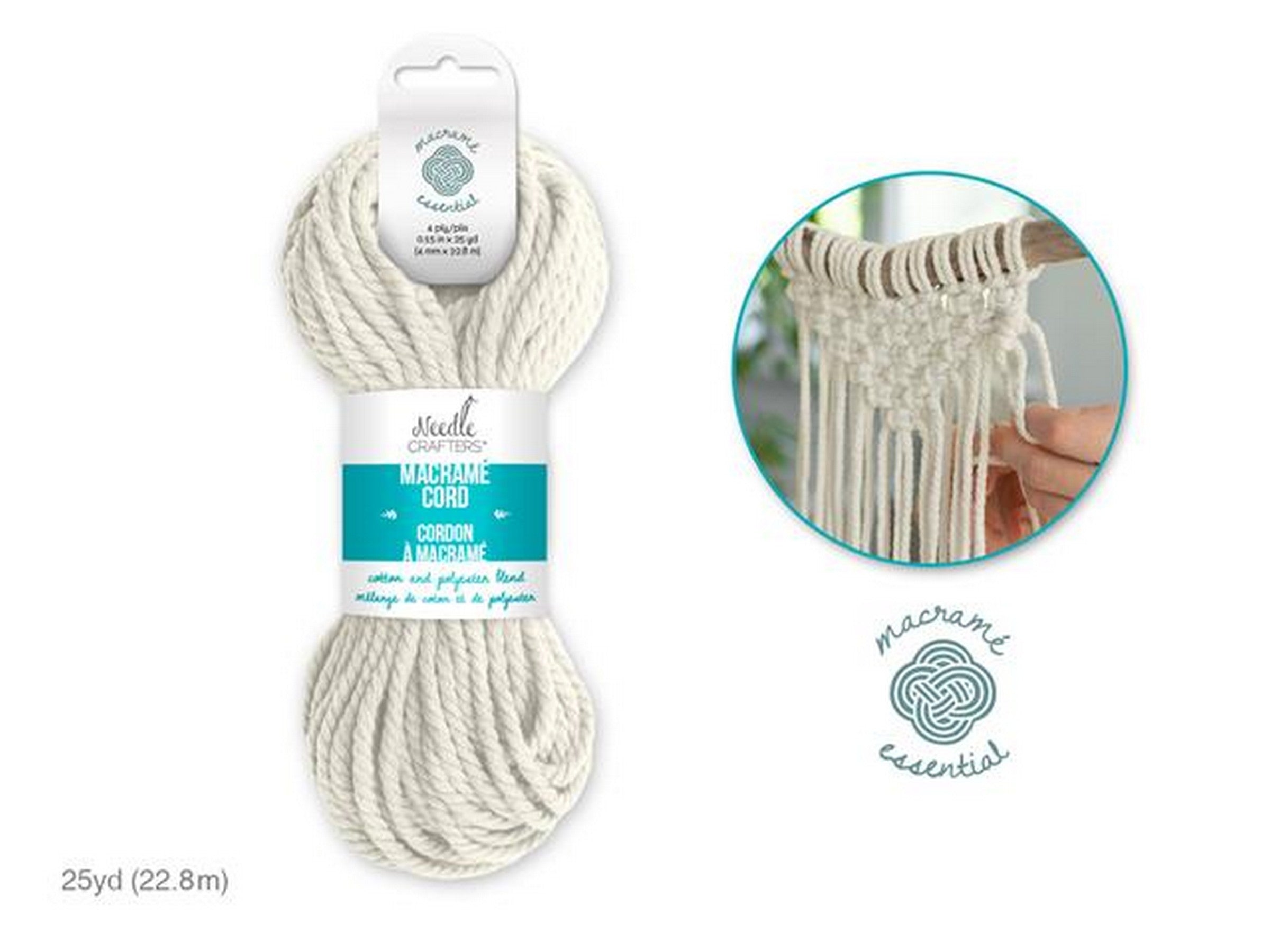 Needle Crafters Macramé Cord White 0.15in x 25yds