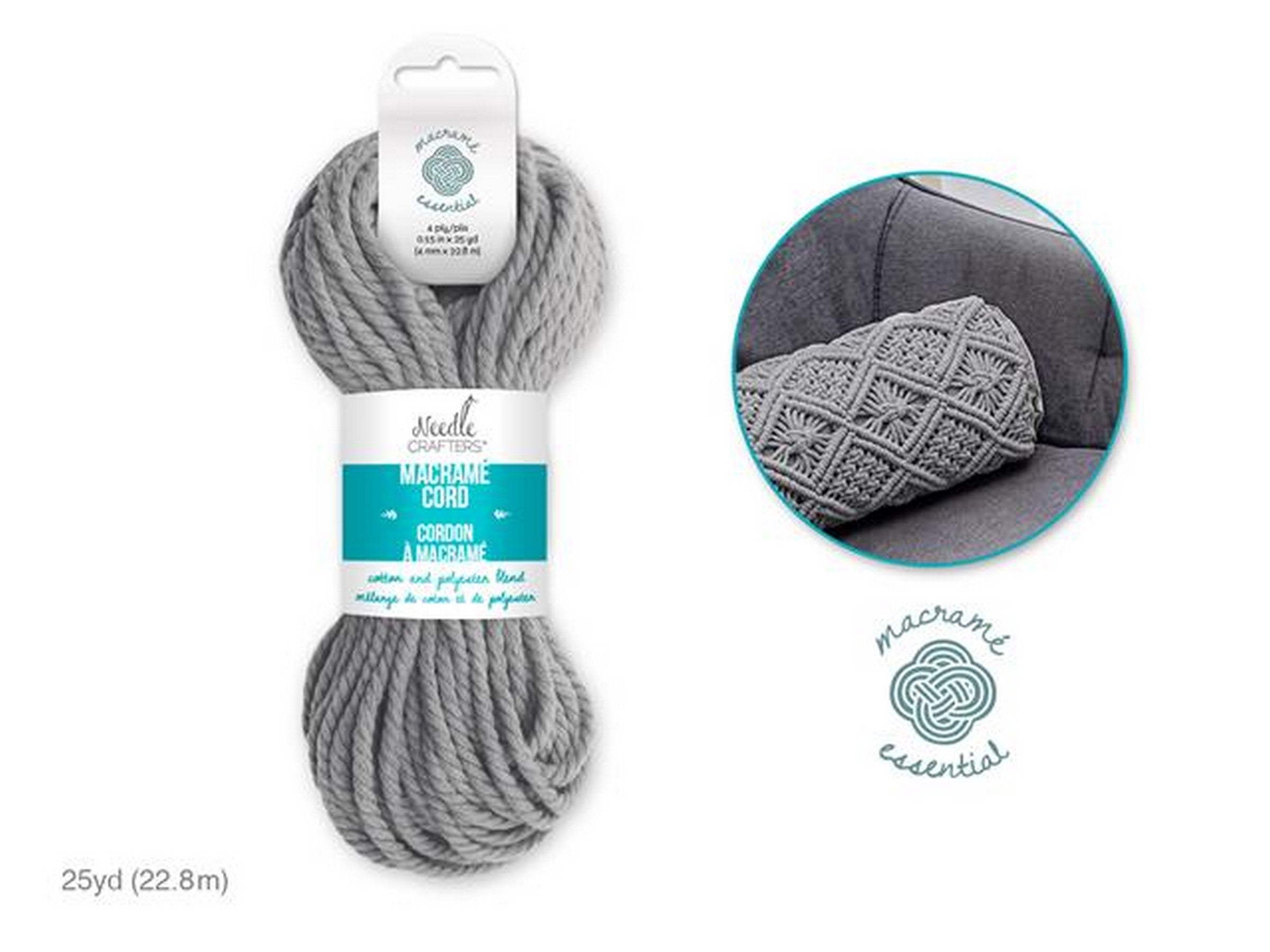 Needle Crafters Macramé Cord Light Grey 0.15in x 25yds