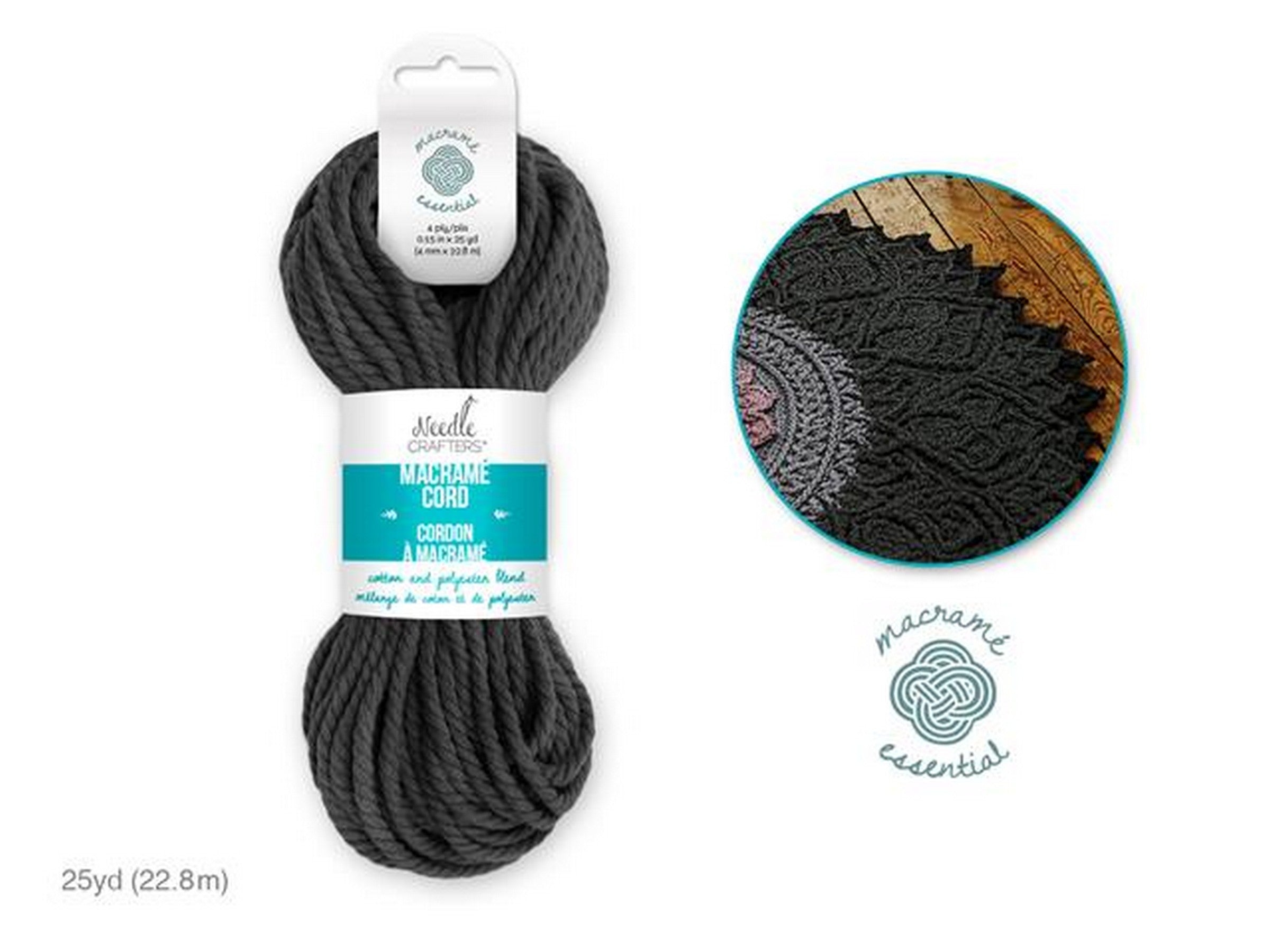 Needle Crafters Macramé Cord Charcoal 0.15in x 25yds