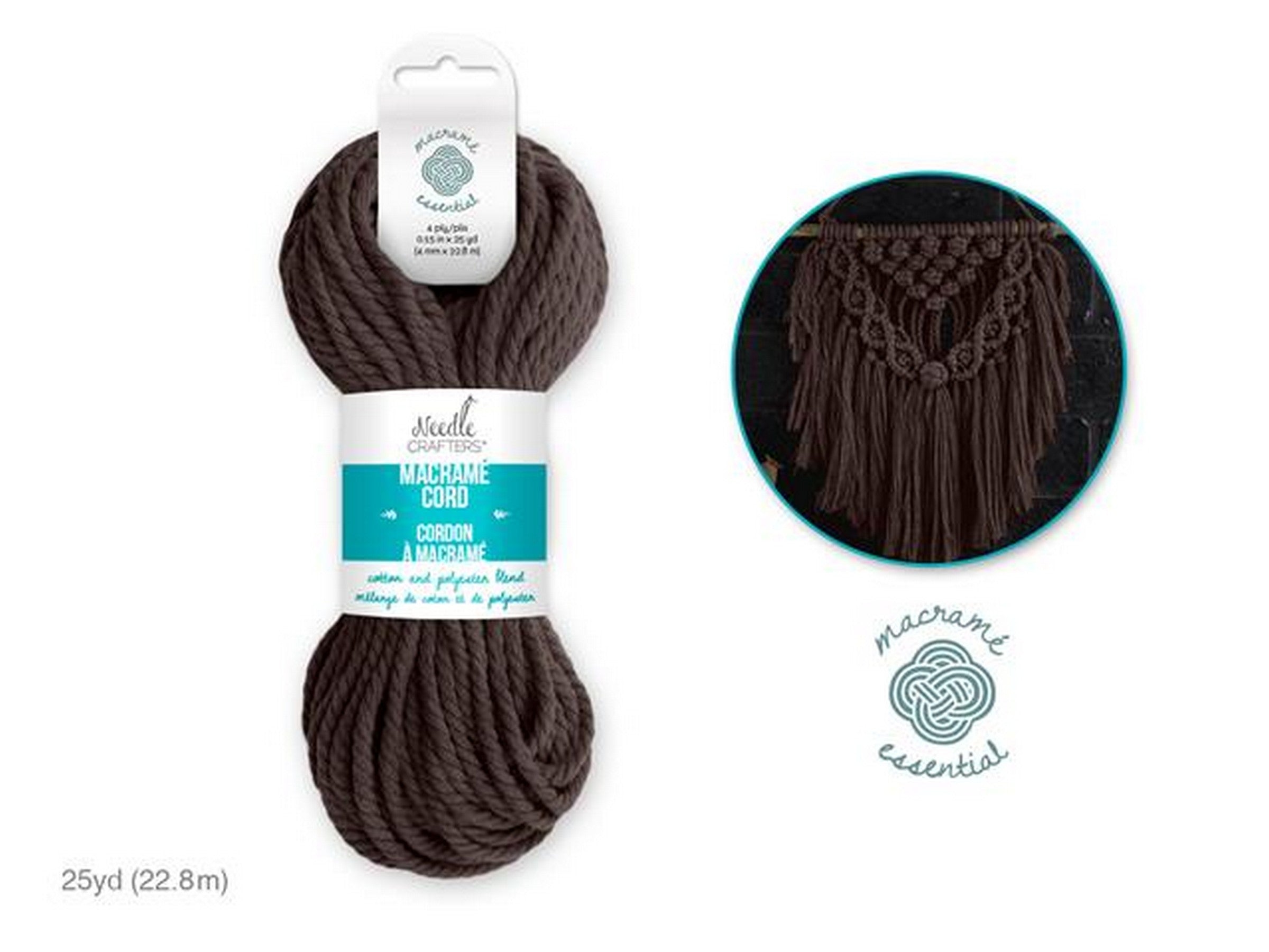 Needle Crafters Macramé Cord Chocolate Brown 0.15in x 25yds