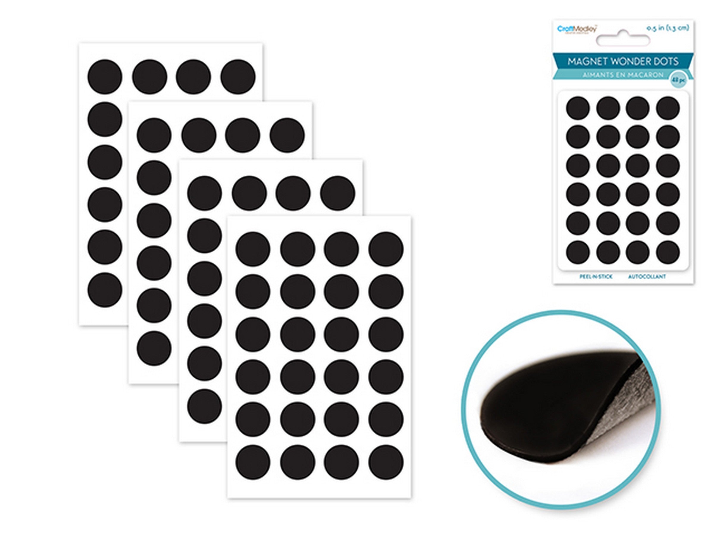 Craft Medley 48 Magnet Wonder Dots Peel-N-Stick Black 0.5in