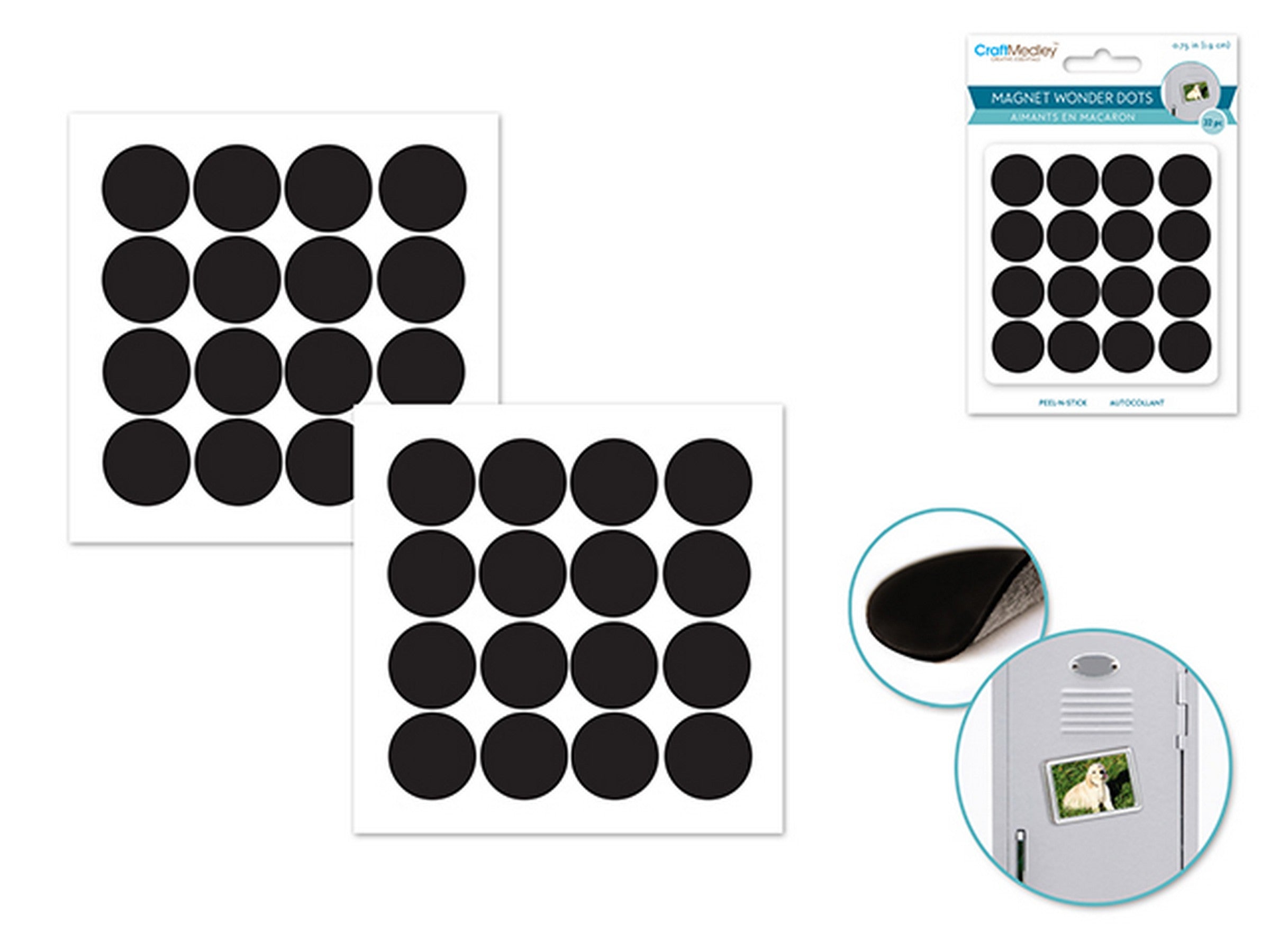 Craft Medley 32 Magnet Wonder Dots Peel-N-Stick Black 0.75in