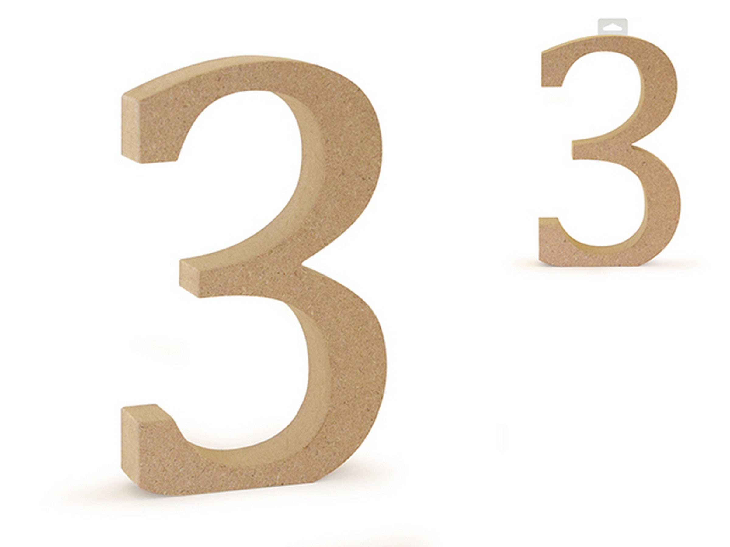 Standing Wood Number 3 Unpainted Mdf 5.2in